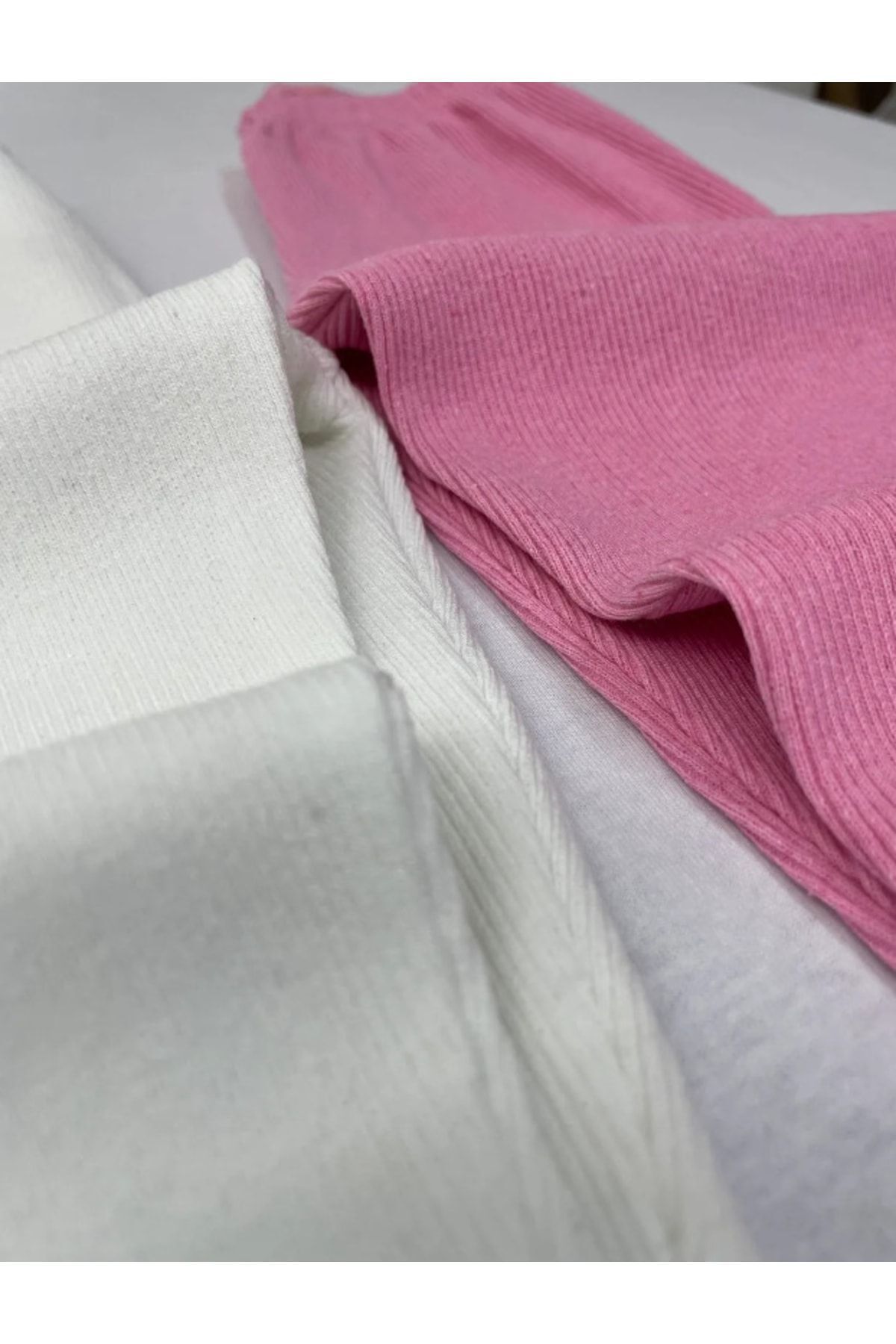 Ary Esnek Fitilli Pembe - Beyaz 2li Kız Erkek Çocuk Tayt fotoğrafı 4 (önizleme)