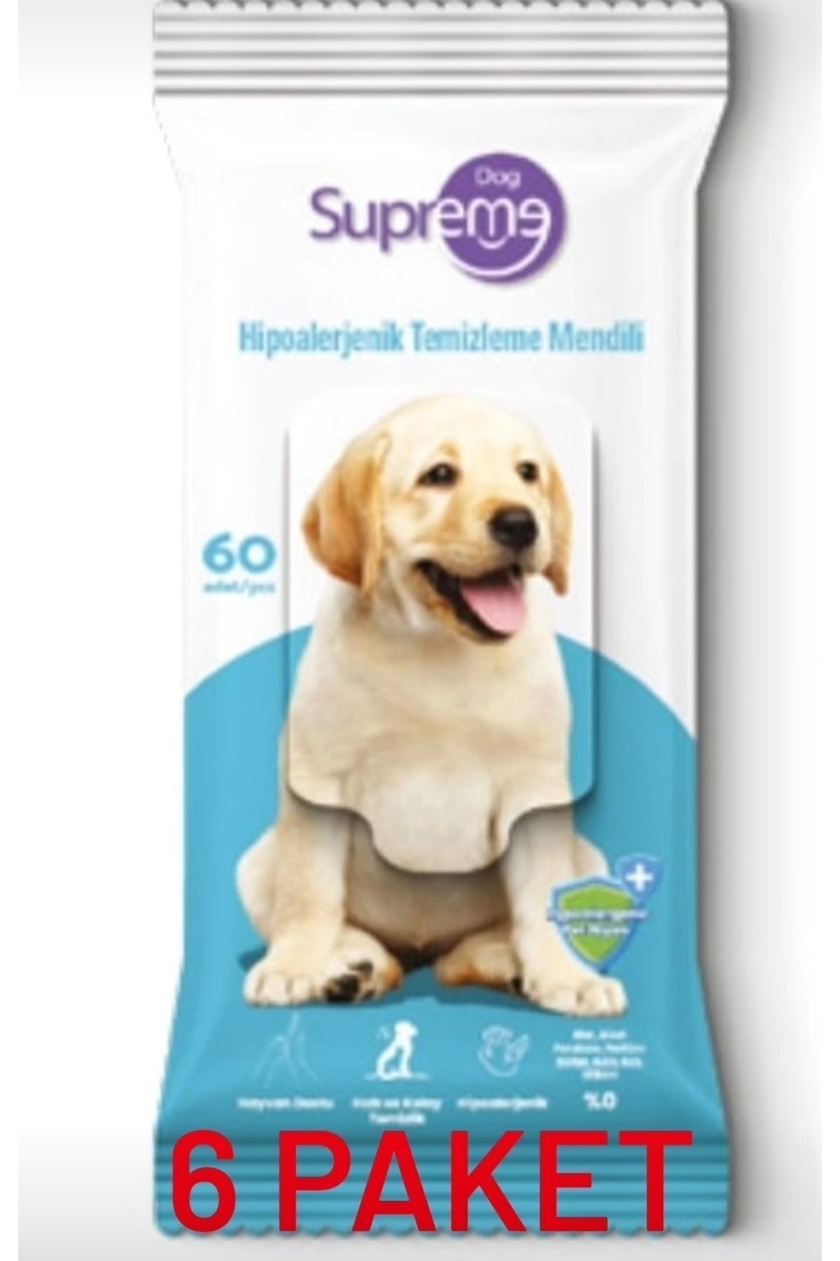 Supreme Dog Supreme Kedi Köpek Için Hijyenik Tüy Ve Pati Temizleme Mendili Islak Mendil 60 X 6 Paket