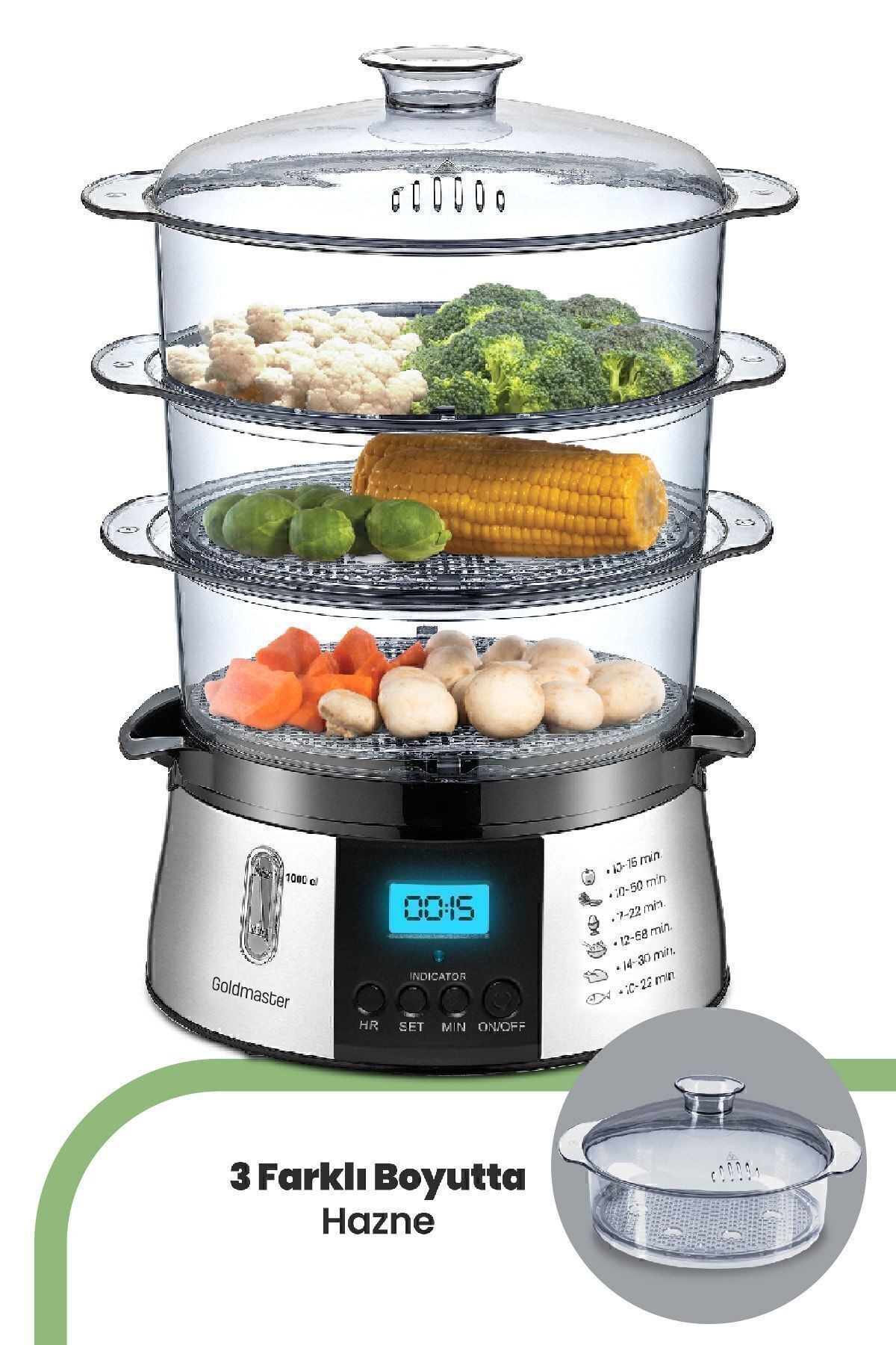 GOLDMASTER-Biofit 10 lt Digital Steamer with LED Display 120 Minutes Time Adjustment Gm7268d 6