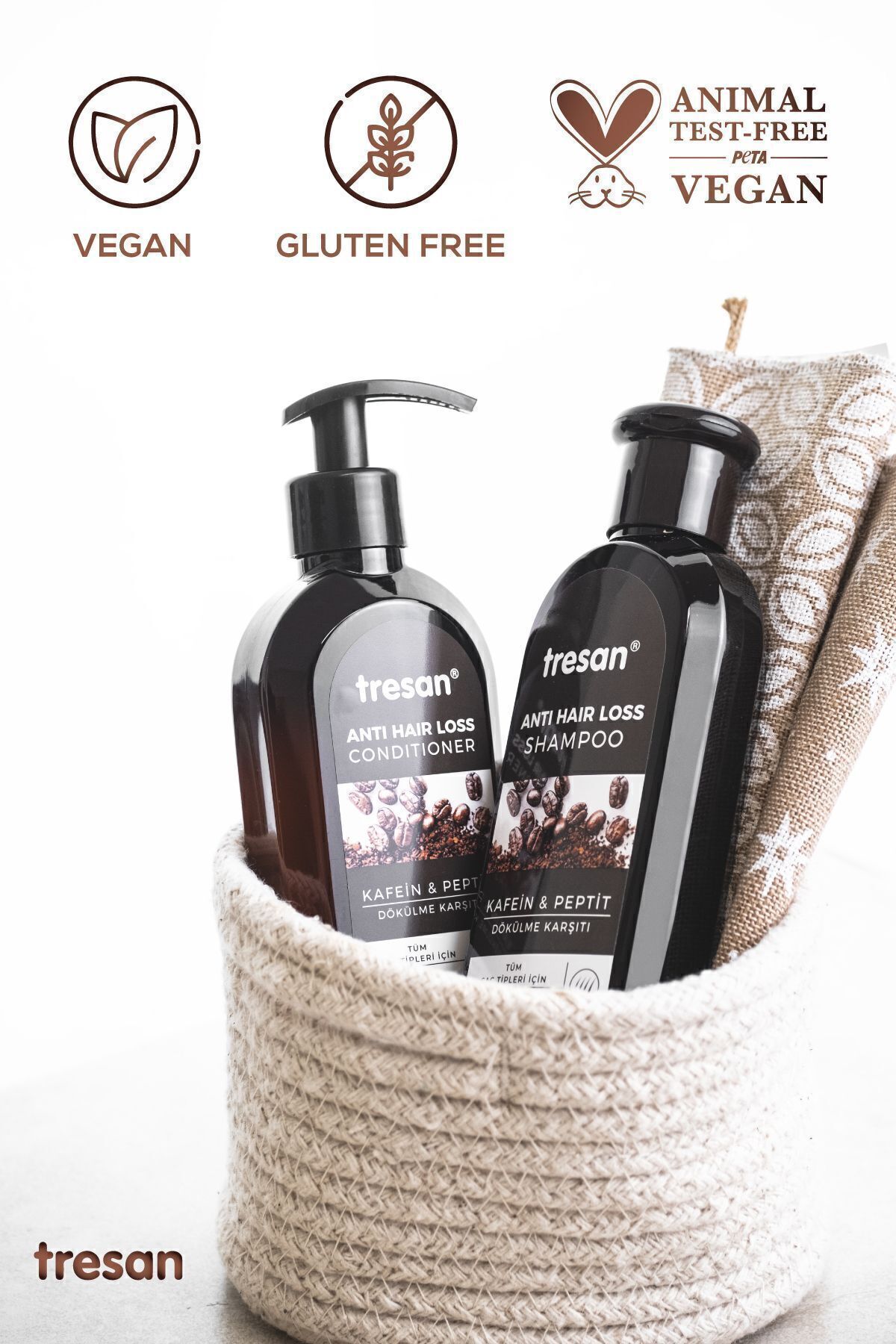 Tresan-Caffeine and Peptide Anti-Shedding - Shampoo and Conditioner Set 4