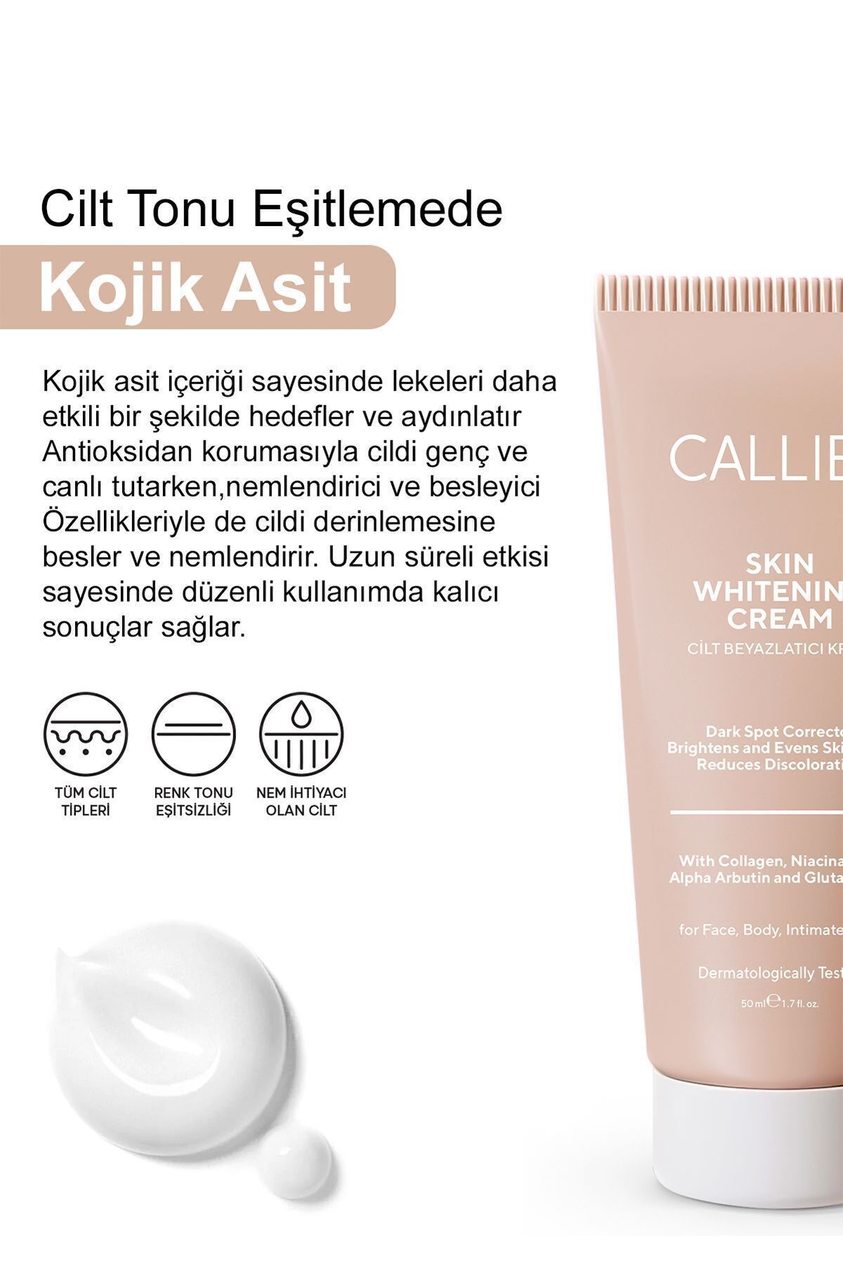 Cilt Beyazlatıcı , Aydınlatıcı Leke Karşıtı Bakım Kremi Glutatyon,alpha Arbutin,kojik Asit 50ml