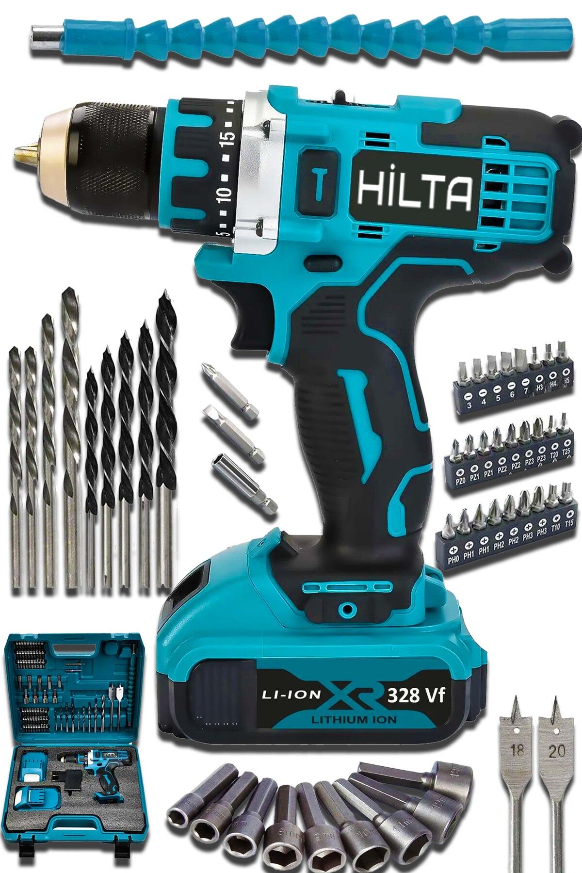 stanrayf Alman 348 VF 25 Ah Çelik Şanzıman Çelik Mandren Çift Akülü Şarjlı Vidalama Matkap 84 Parça Uç Seti