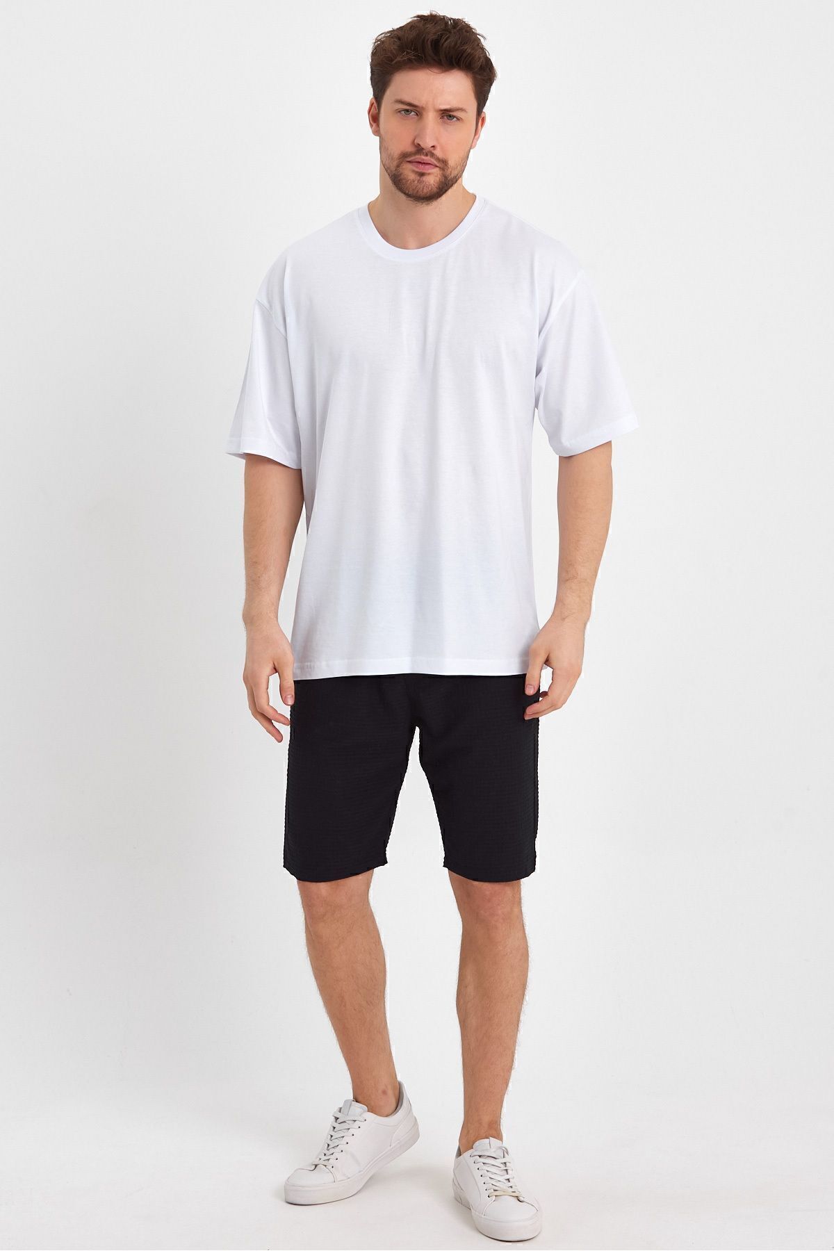 THE RULE-Ανδρικό λευκό μπλουζάκι Oversize Crew Neck 100% βαμβακερό πακέτο 2 5
