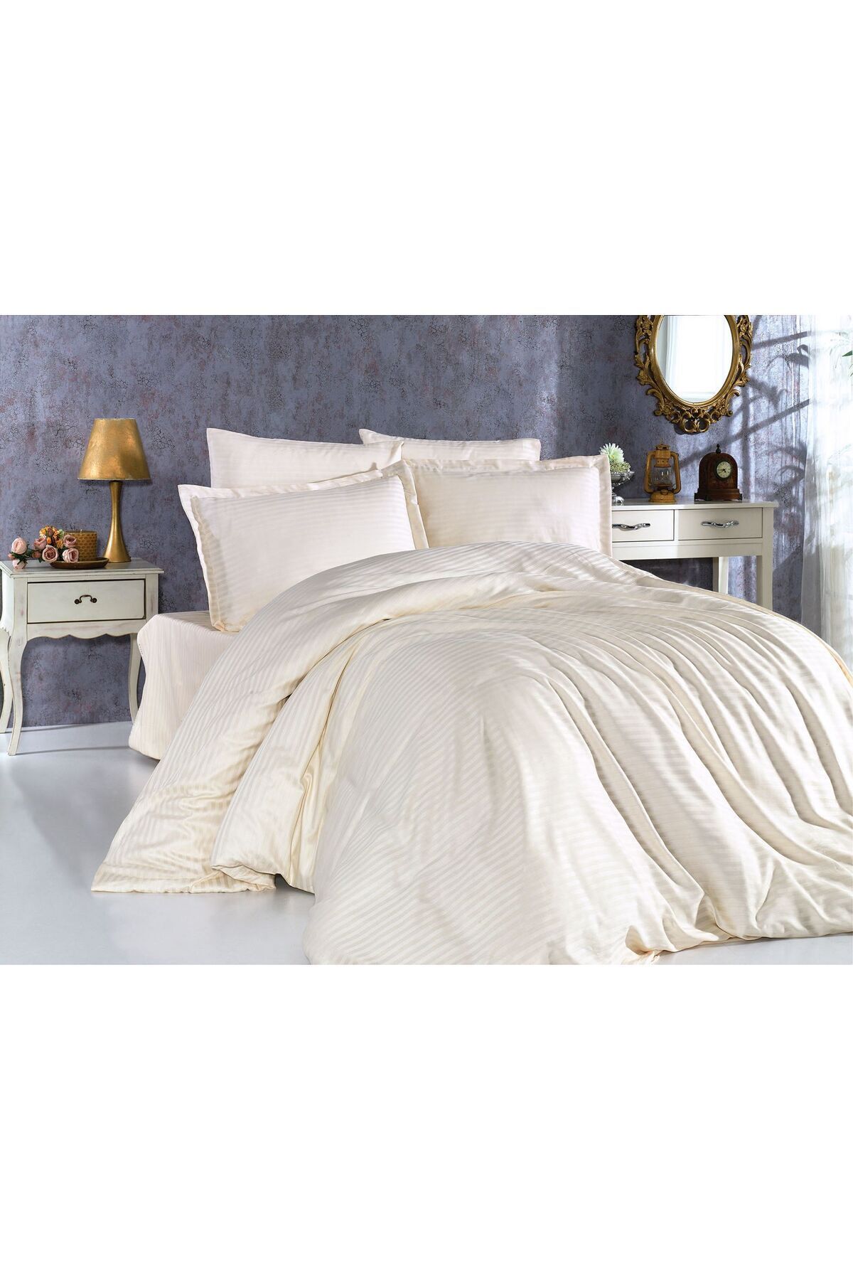 MİCRO SATIN DUVET COVER SET (* * * WITH ELASTIC BOTTOM SHEET - * * * WITH PILLOWCASES COVER)