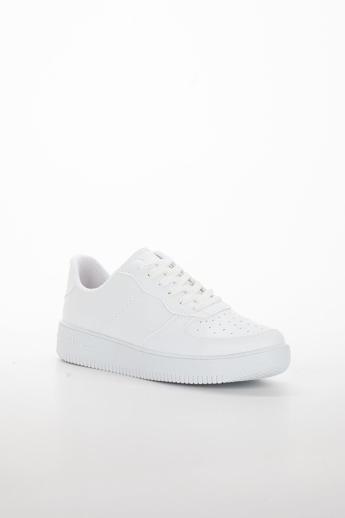 BOUIS Kadın Günlük Kalın Taban Sneakers Bağcıklı Beyaz Rahat Model Yürüyüş Ayakkabısı görsel 6