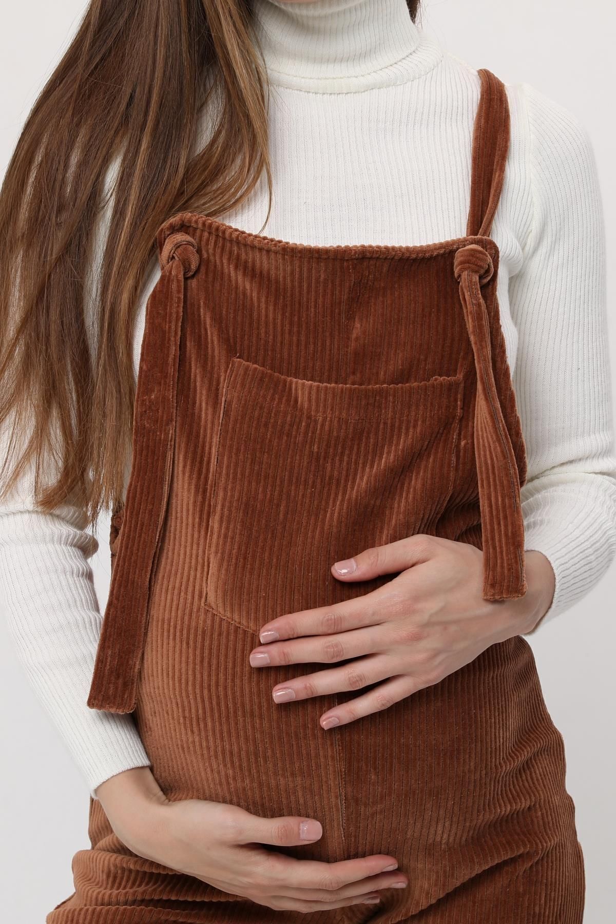 Luvmabelly-Myra6114 - Camel Velvet Maternity Salopet 4