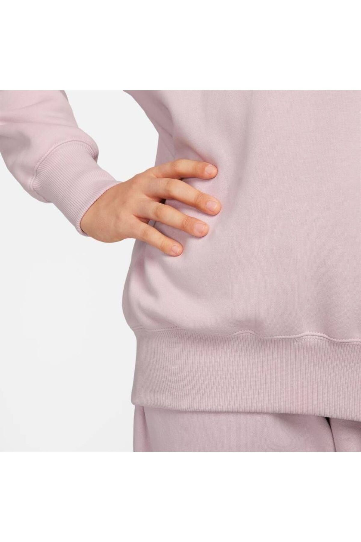 Nike-Phoenix Logo Pink Oversize Women's Sweatshirt - Fleece Crew-Neck Sportswear 5