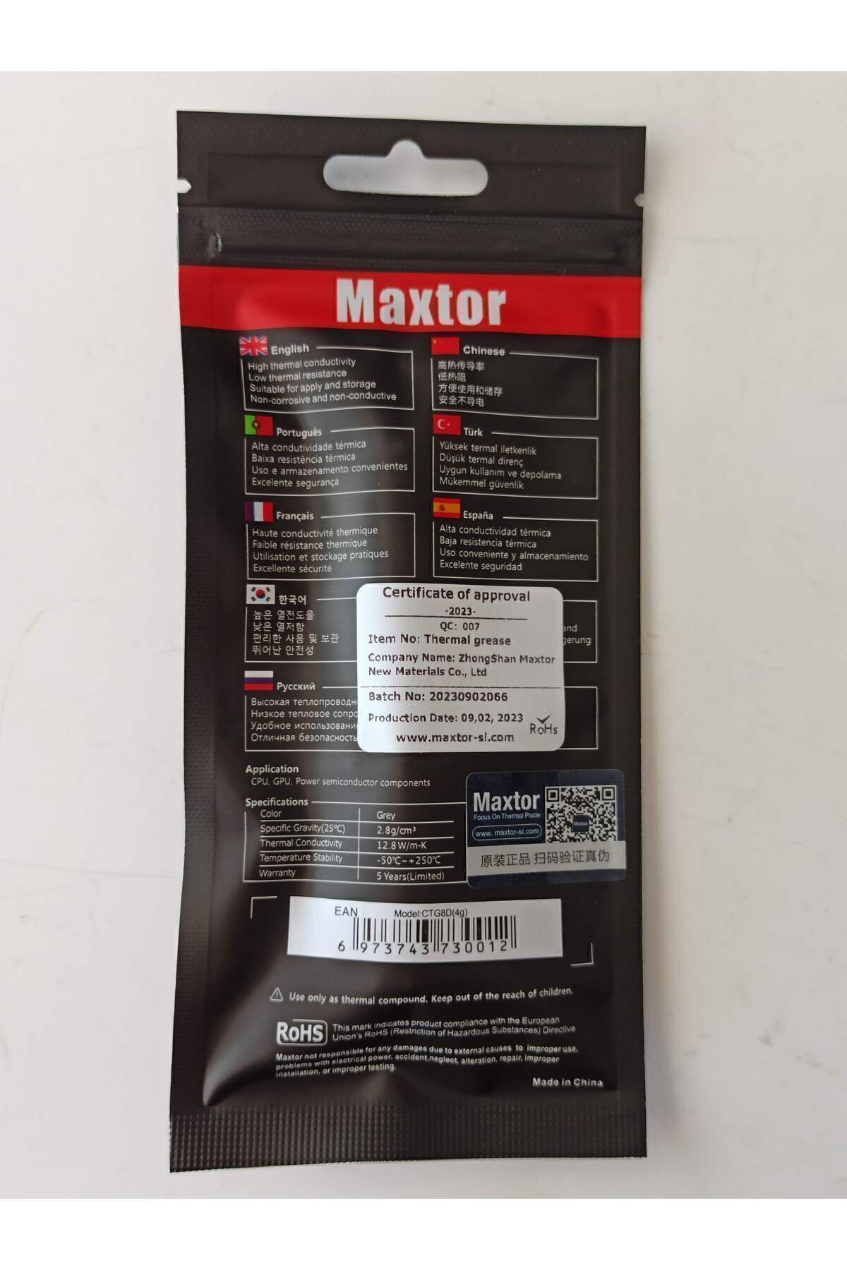 Maxtor-مبرد معجون Ctg8d - عالي الجودة، حراري، 4 جرام، 12.8 واط/مك - تاريخ الإنتاج 02.09.2023 2