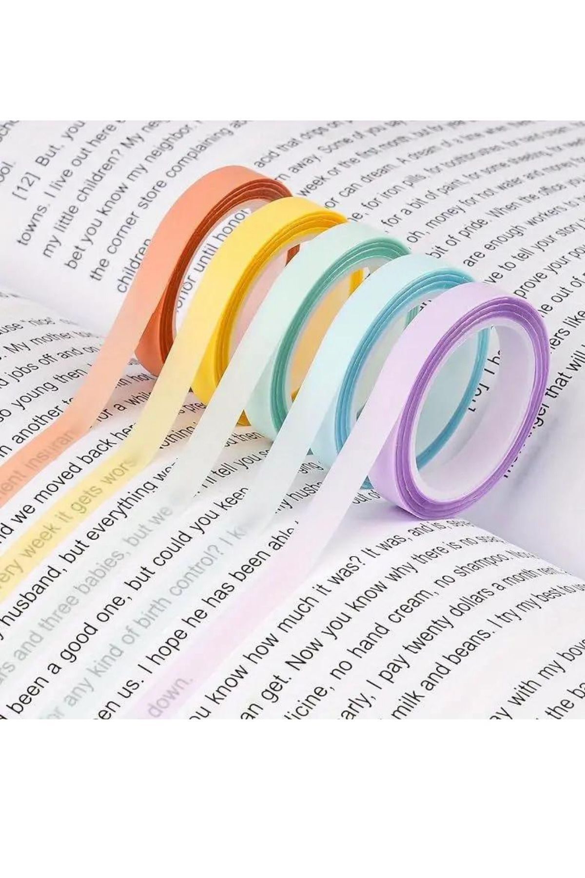 NaSaDAN 5'li Pastel Renk 25 Metre Yapışkanlı Şeffaf Postit Seti