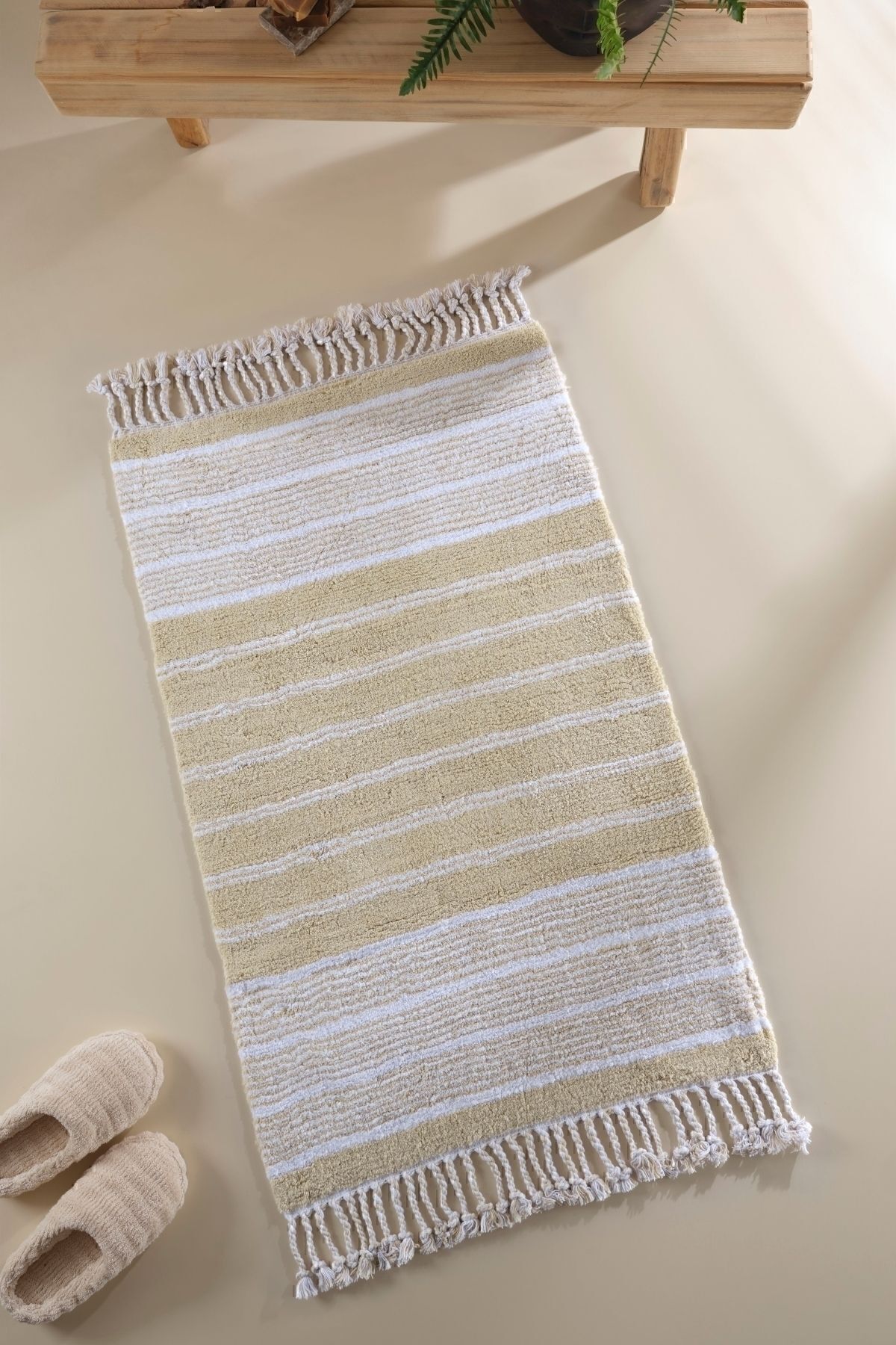Martil 100% Cotton Bath Mat Beige 70x110