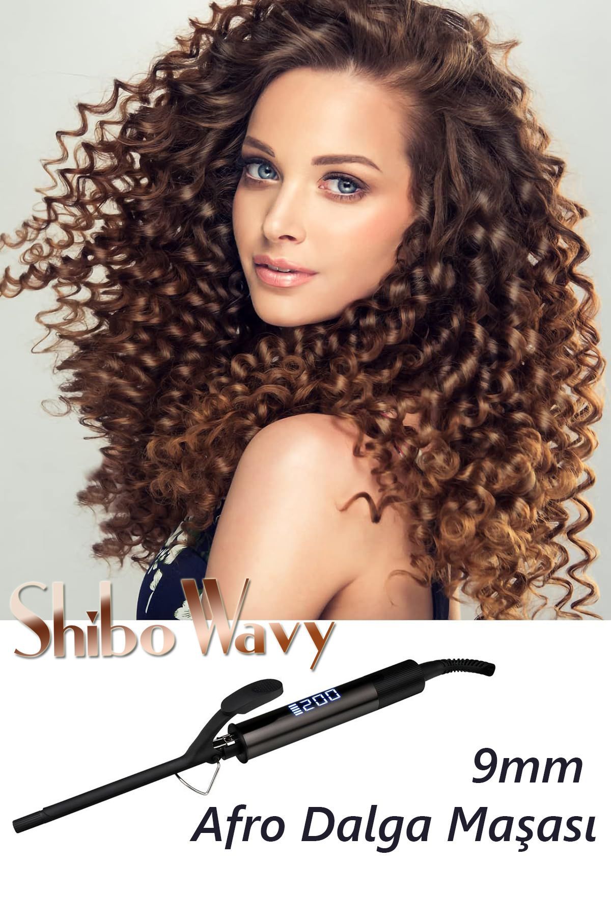 Shibowavy-9mm Curly - Thin Hair Curling Iron (Afro Wave) with Clips and Long Gloves Gift 2
