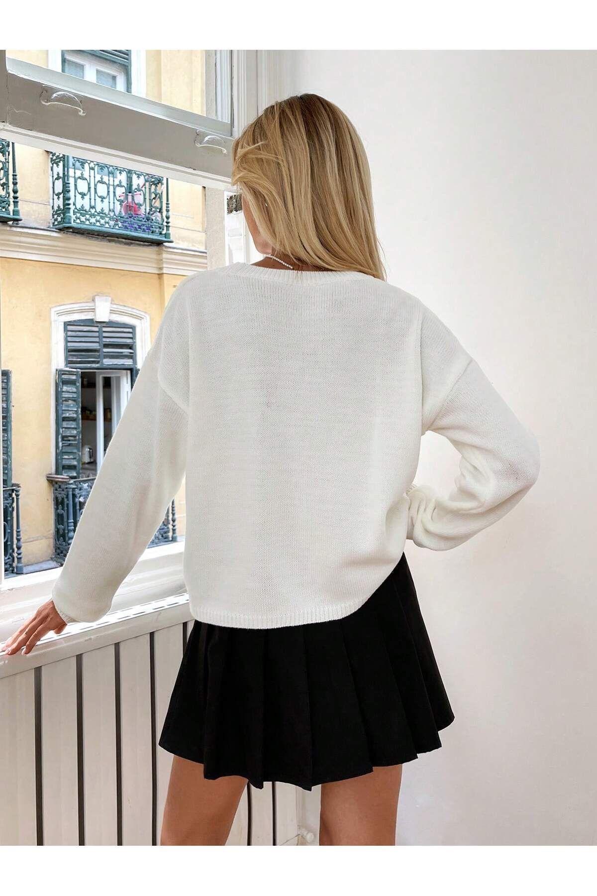 Puella  FİYONK KEMİK SİYAH BİSKLET YAKA KAZAK - Görsel 7