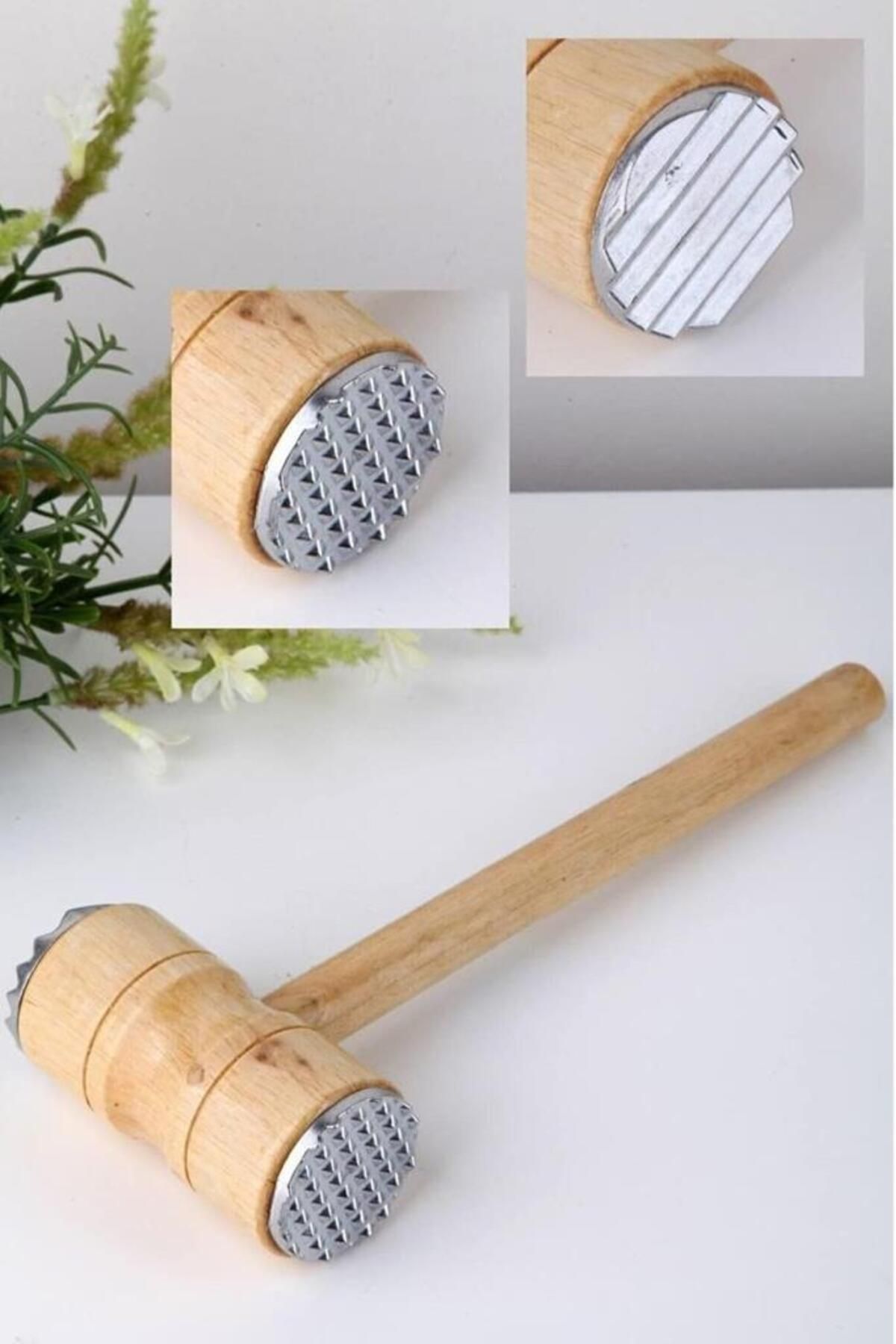 Tiesa Home Ahşap Saplı Alüminyum Zeytin Kıracağı Et Döveceği Ezici Yumuşatıcı Tokmak
