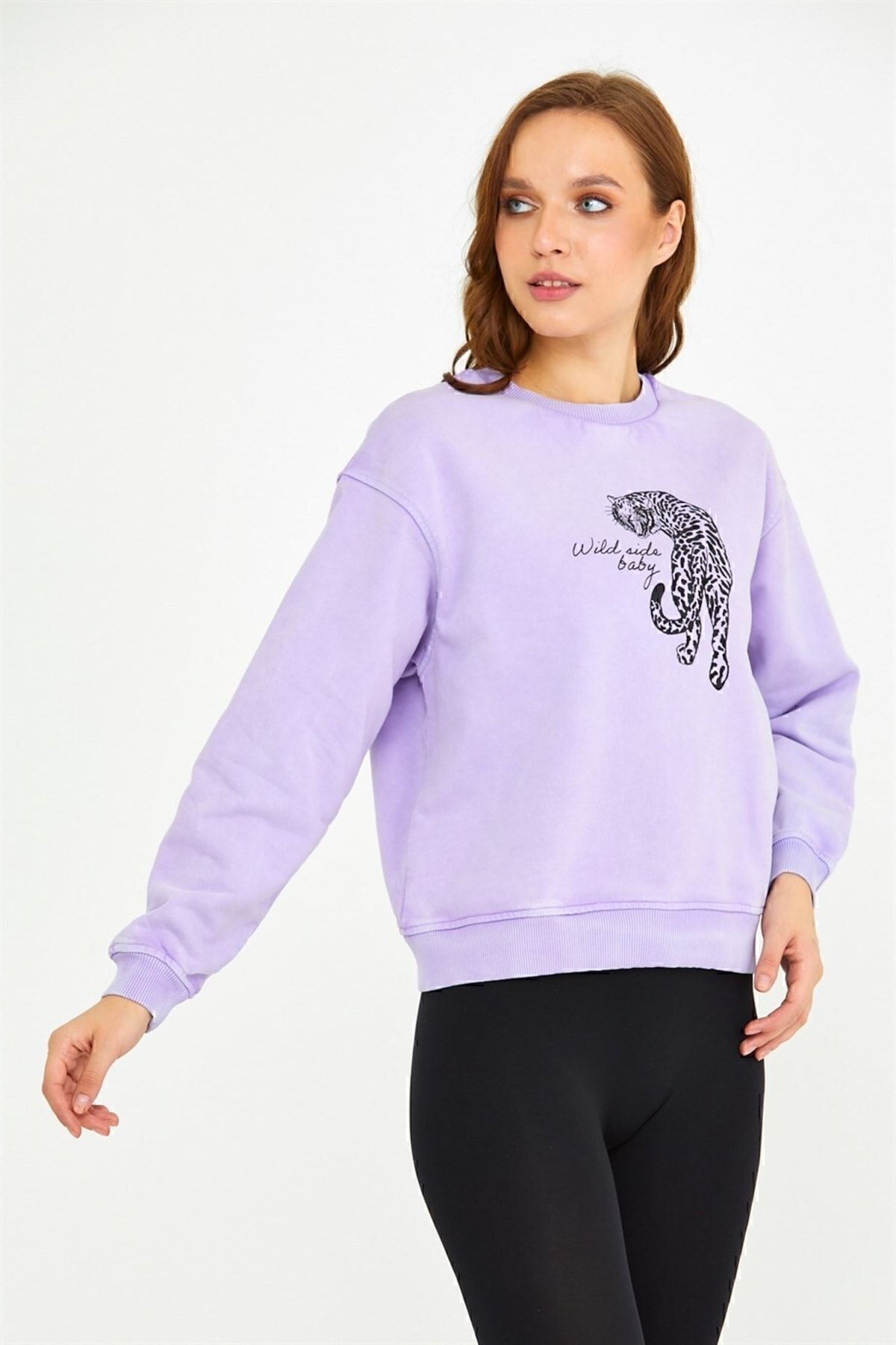 BRZ COLLECTION  Parça Boyalı Kadın Sweatshirt - Görsel 3
