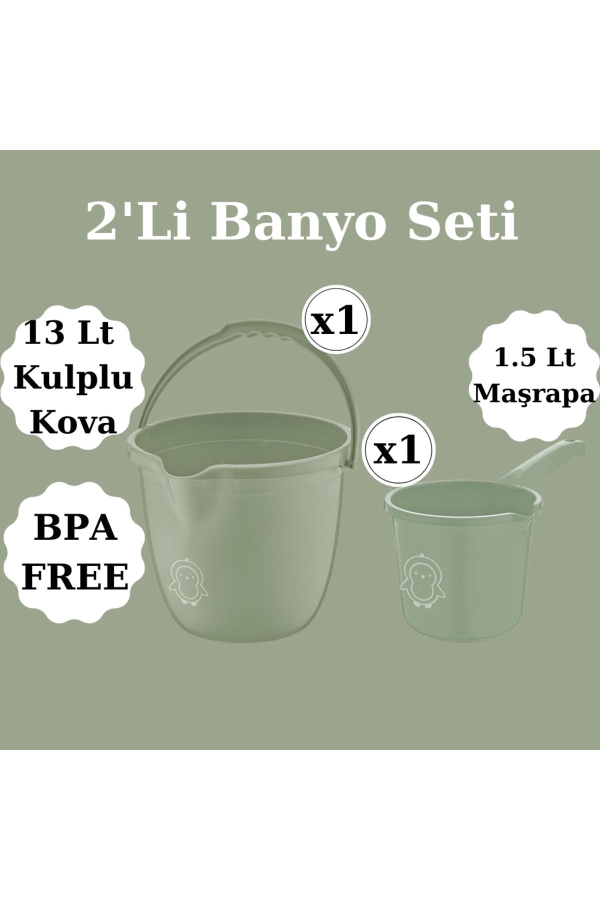2'li Bebek Yıkama Banyo Seti Kova - Maşrapa. Bebek Banyo Seti 2li