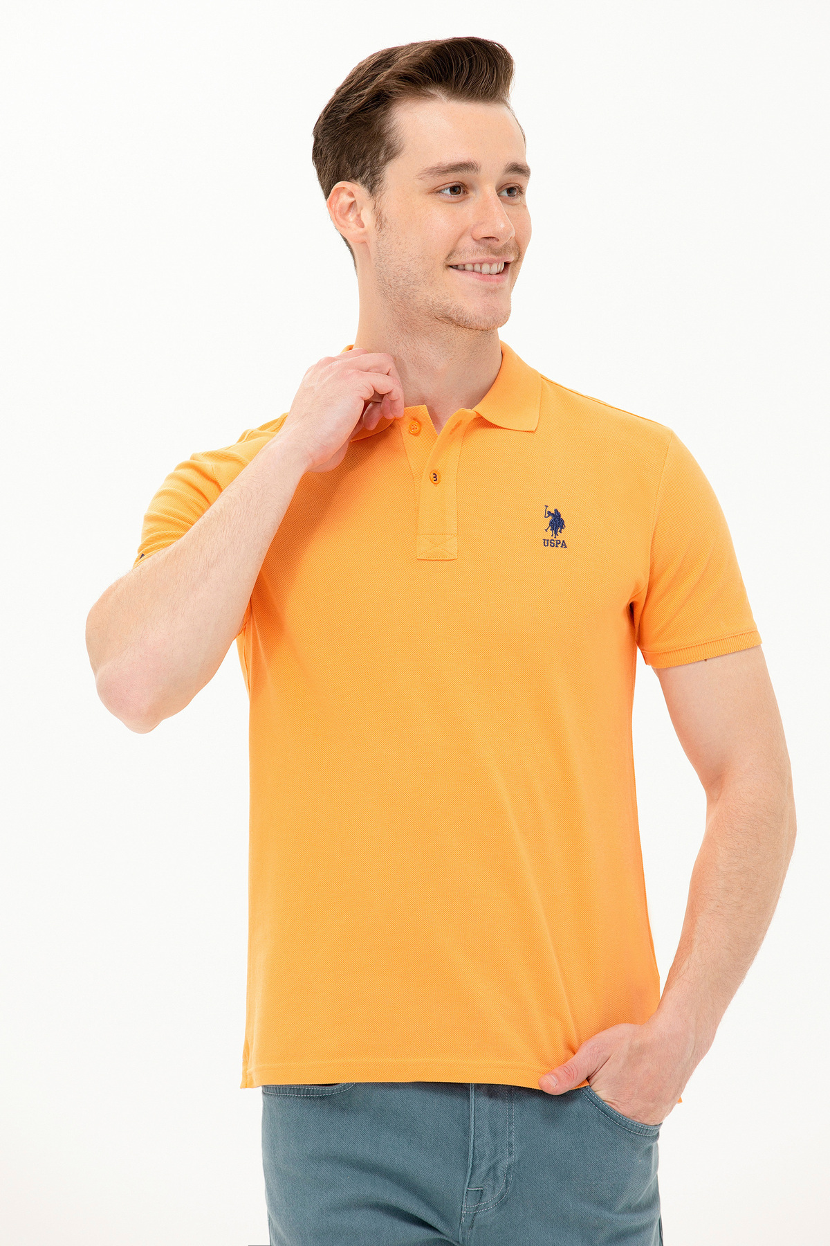پولو شرت مردانه طرح نارنجی ساده برند یو اس پولو کد:(50266337-VR051) U.S. Polo Assn.