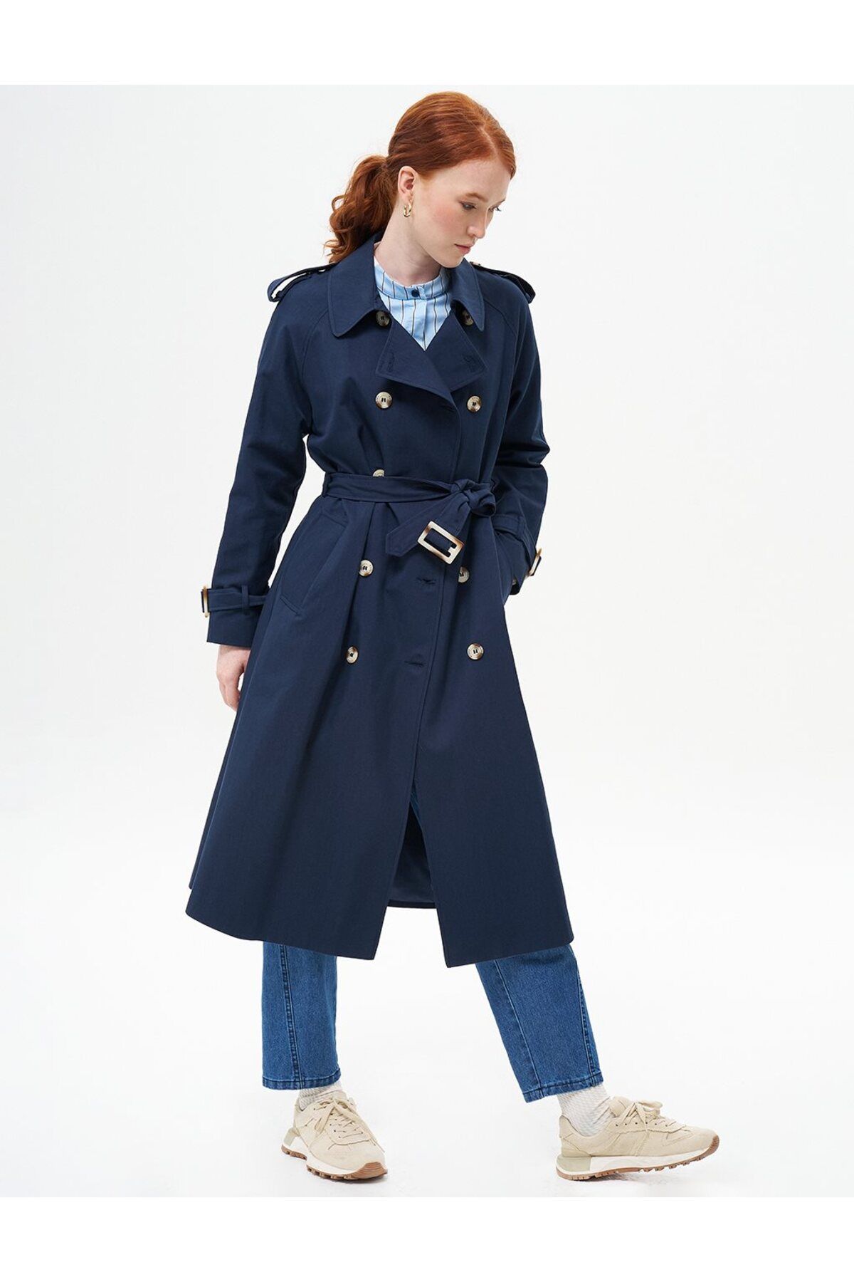 Kayra-Σκούρο Navy Blue Διπλό Καπάκι - Λεπτομέρεια ζώνης 5