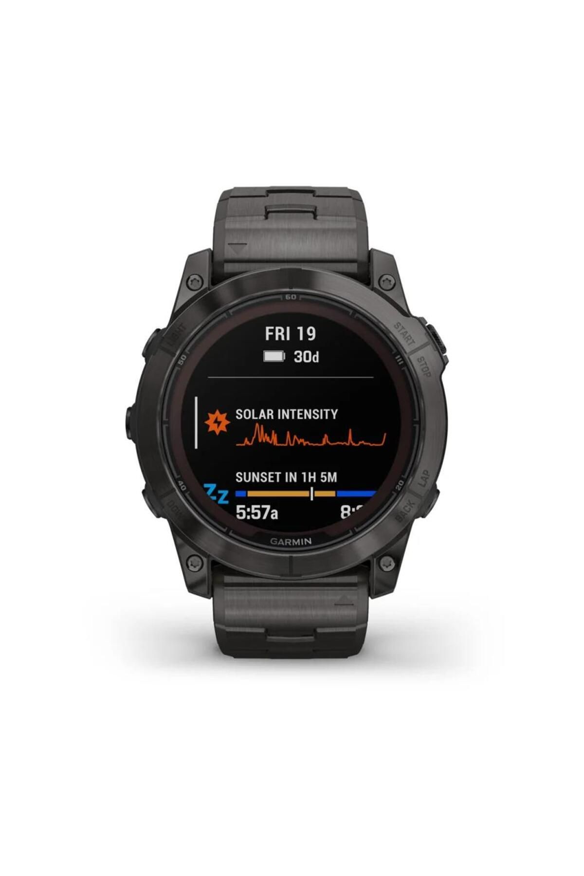 Garmin Fenix 7x Pro Sapphire Solar Karbon Gri Dlc Titanyum - Titanyum Kayışlı