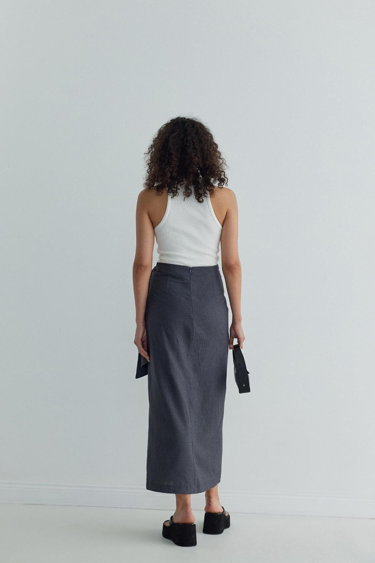 Suud Collection-Smoked Linen Wrap Skirt - Noli 4