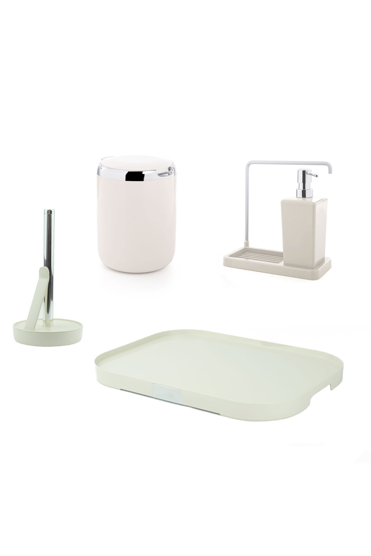 Prima Nova-Beige Kitchen Set - Liquid Soap Dispenser, Countertop Dustbin and Paper Towel Holder 1