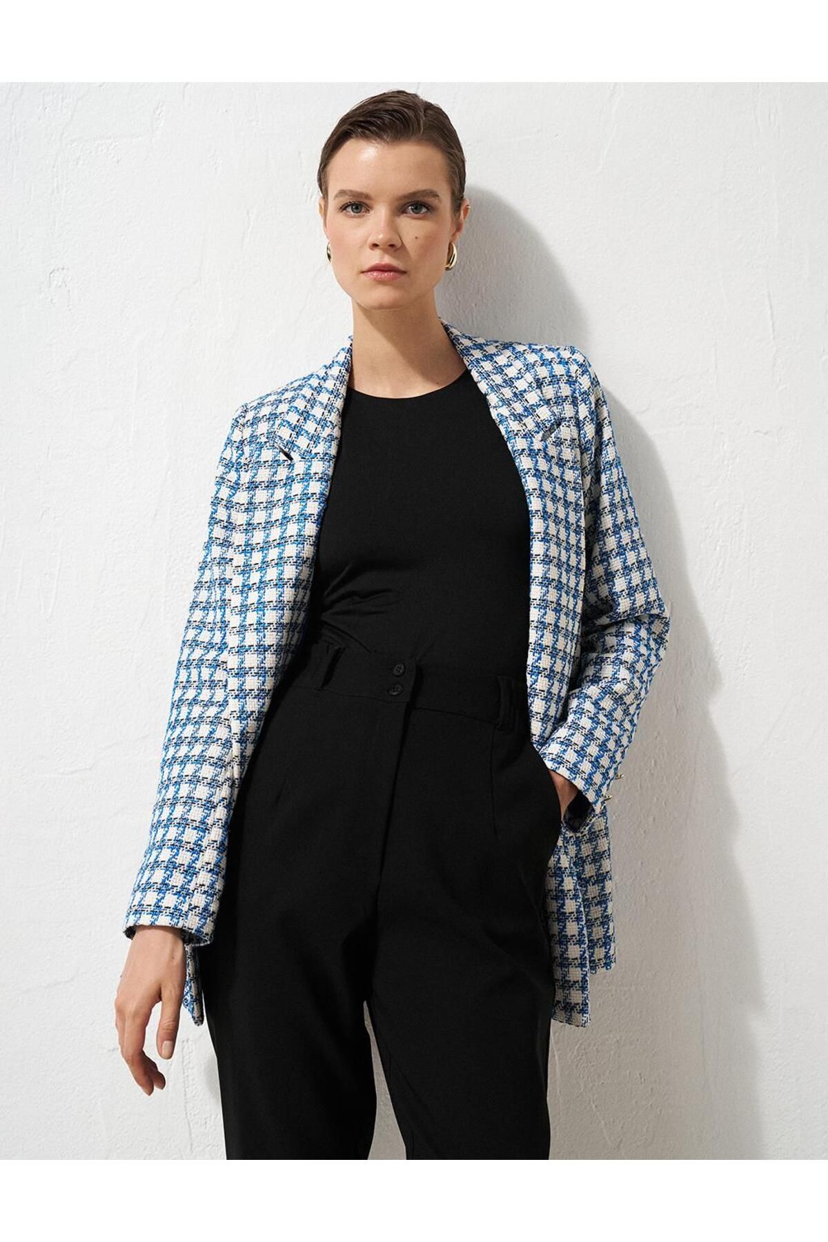 Kayra-Sacou Blazer în carouri colorat Saks 4