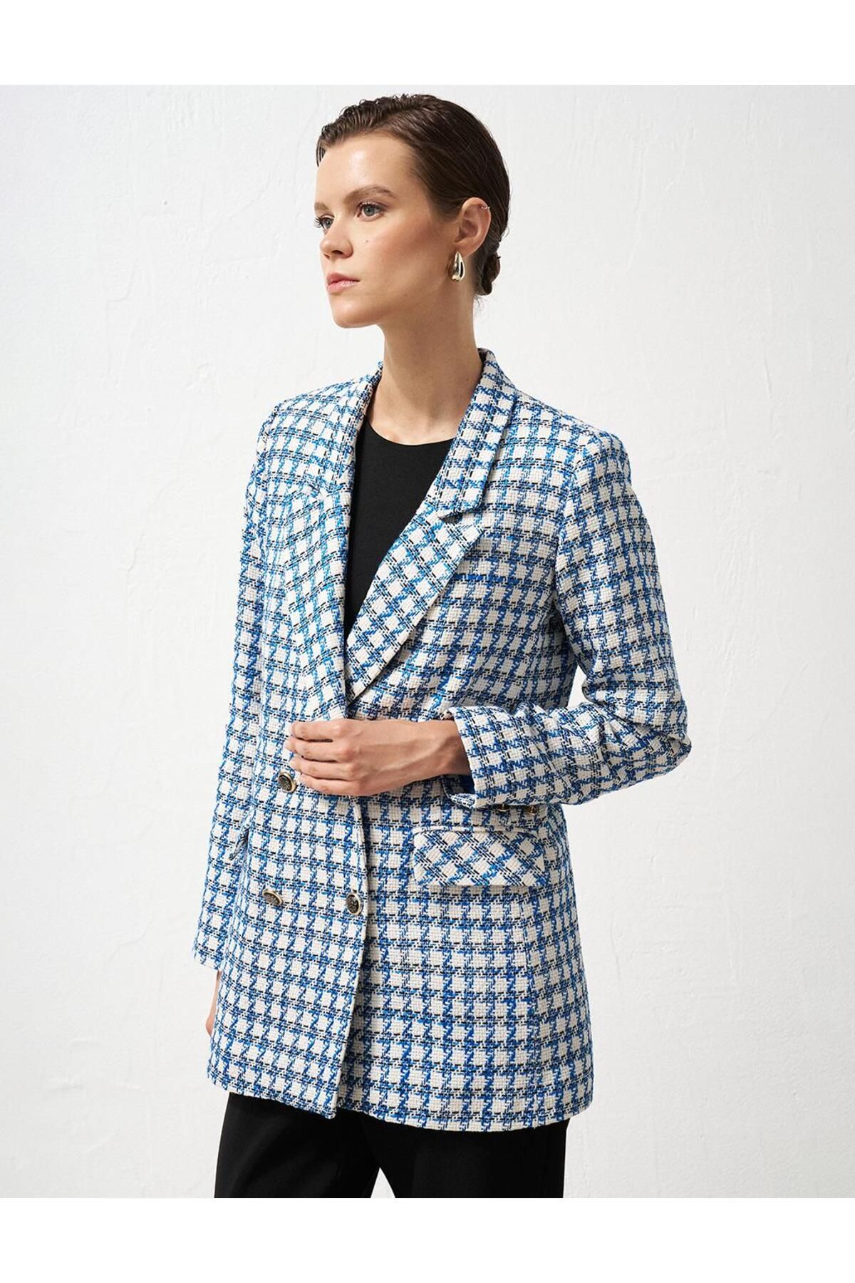 Kayra-Sacou Blazer în carouri colorat Saks 8