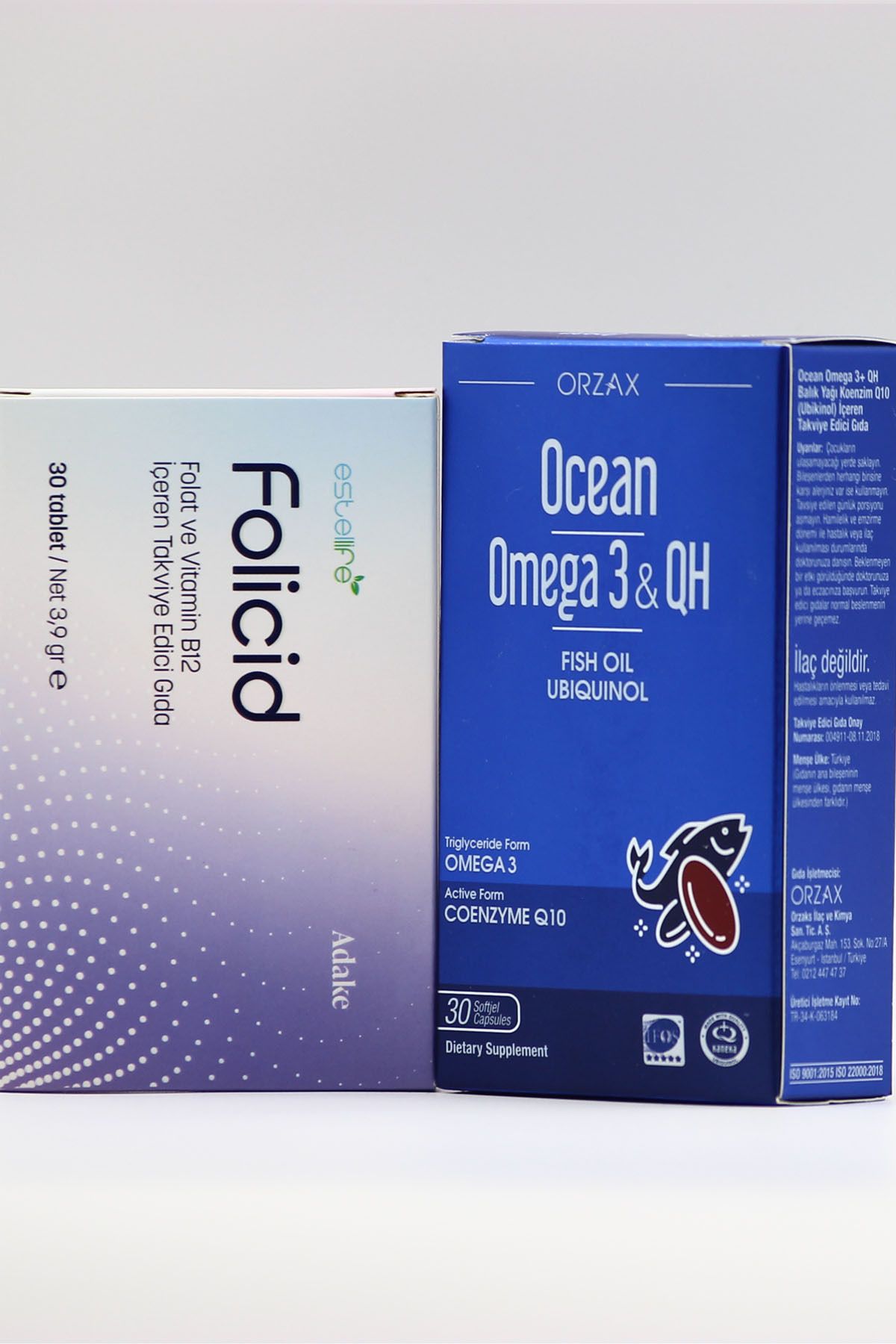 Ocean Omega 3 ve QH 30 Kapsül Folicid Folat ve Vitamin B12 30 tablet