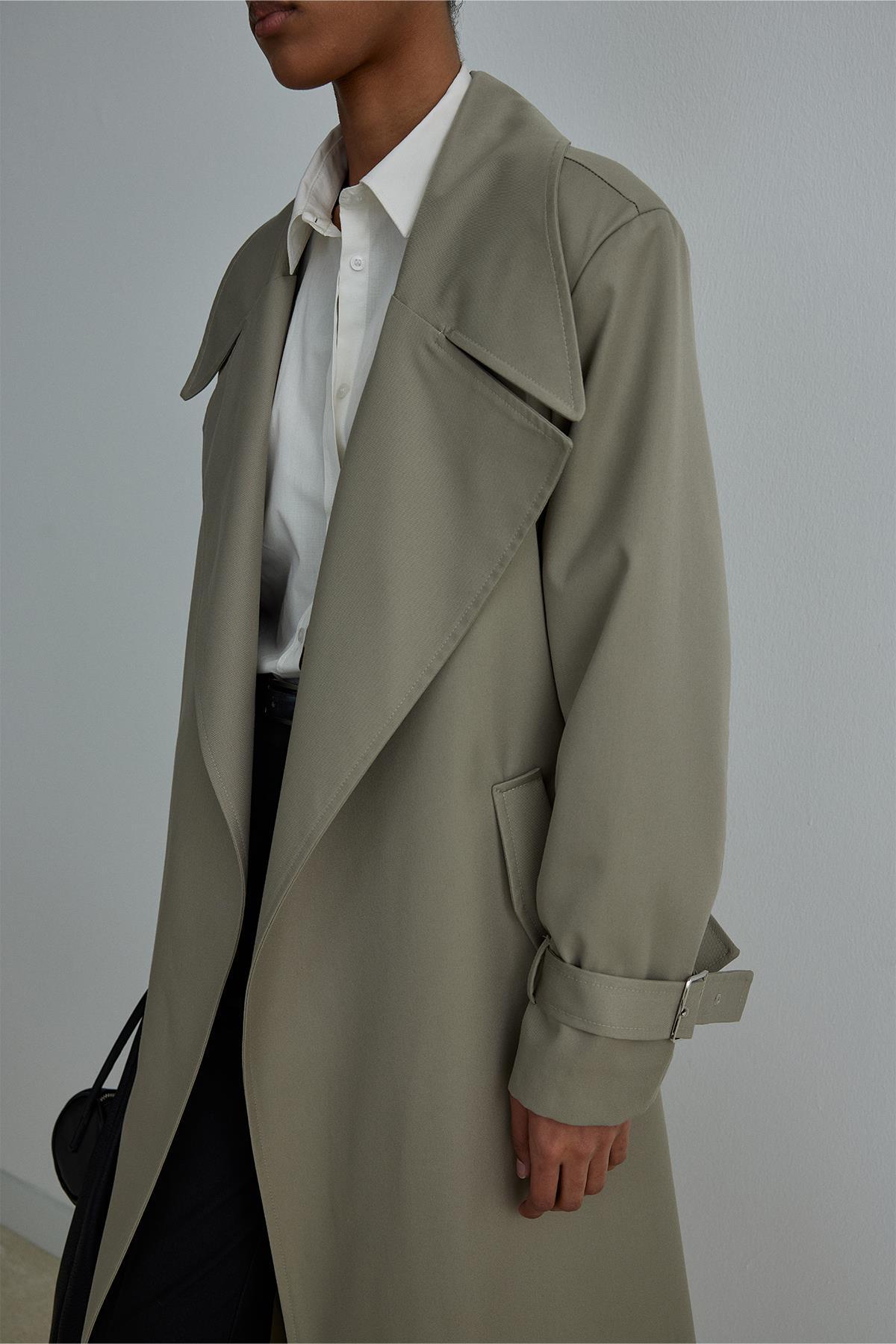 Suud Collection Açık Haki Rowe Gabardin Trençkot görsel 5