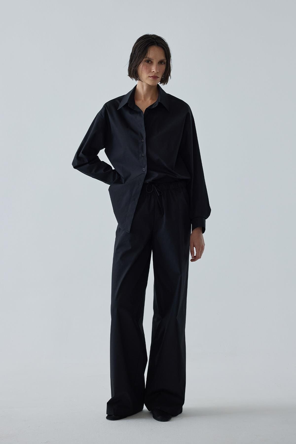 Suud Collection-Cămașă de bază oversize neagră 8