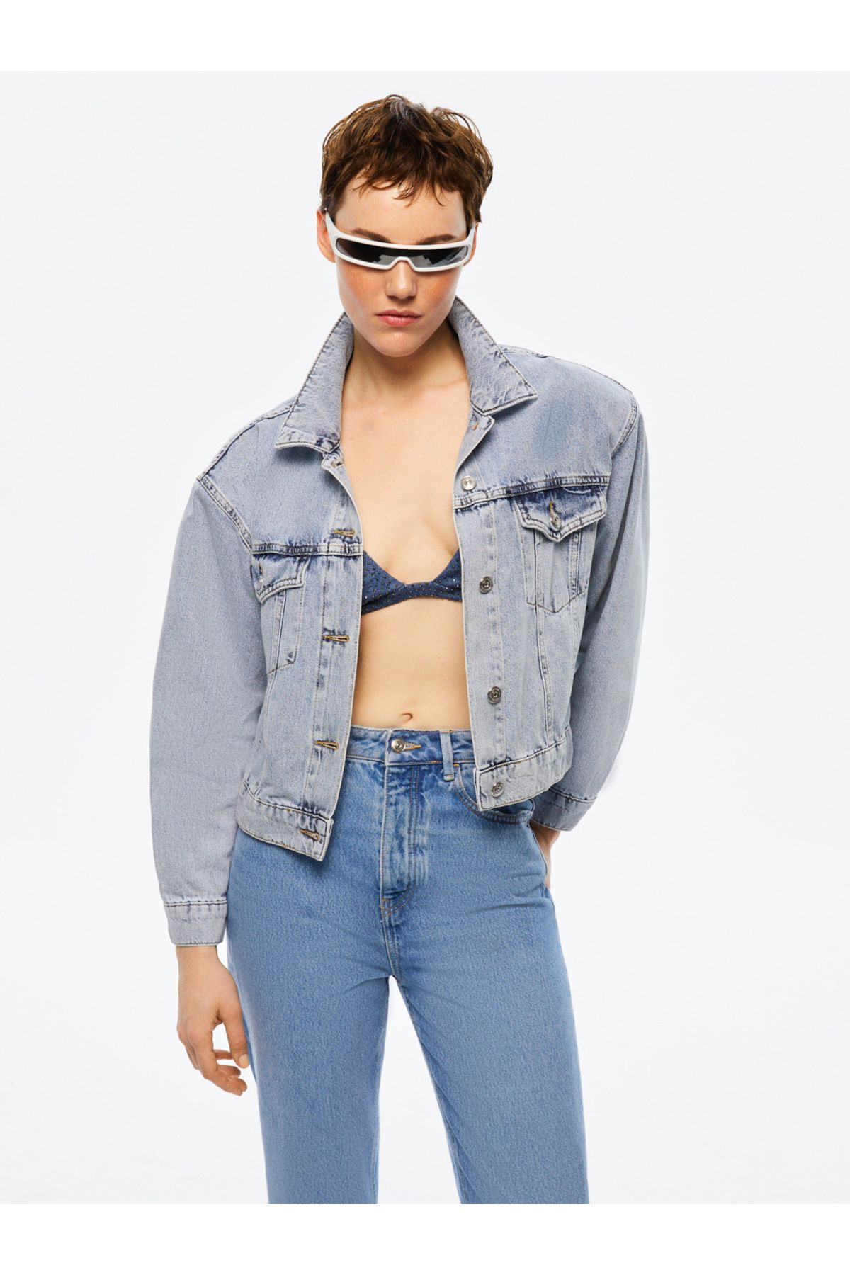 Nocturne-Padded Denim Crop Jacket 3