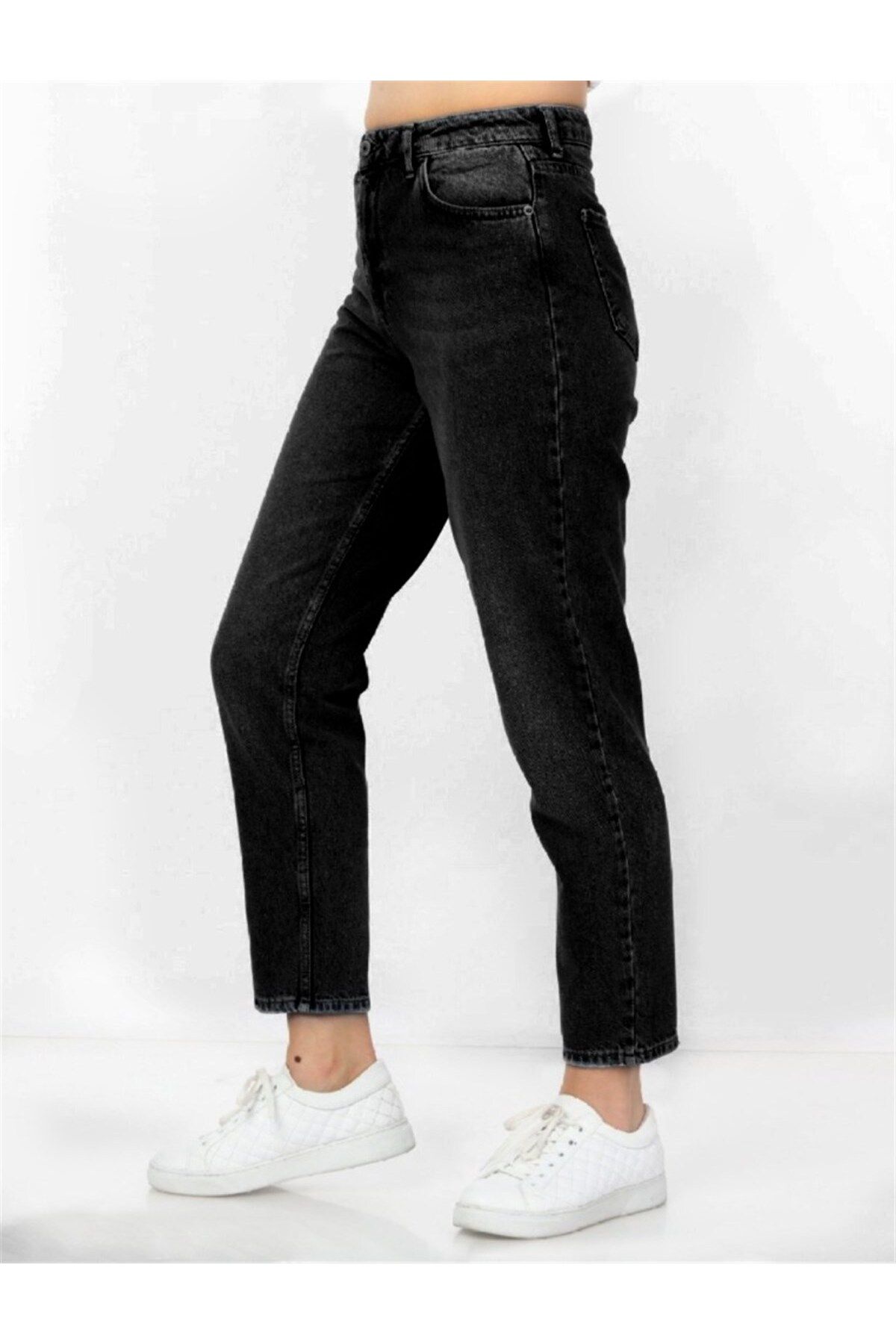 CEDY DENIM Mom Fit Jean Waist Boyfriend Cut شلوار کش دار مشکی زنانه جین C599