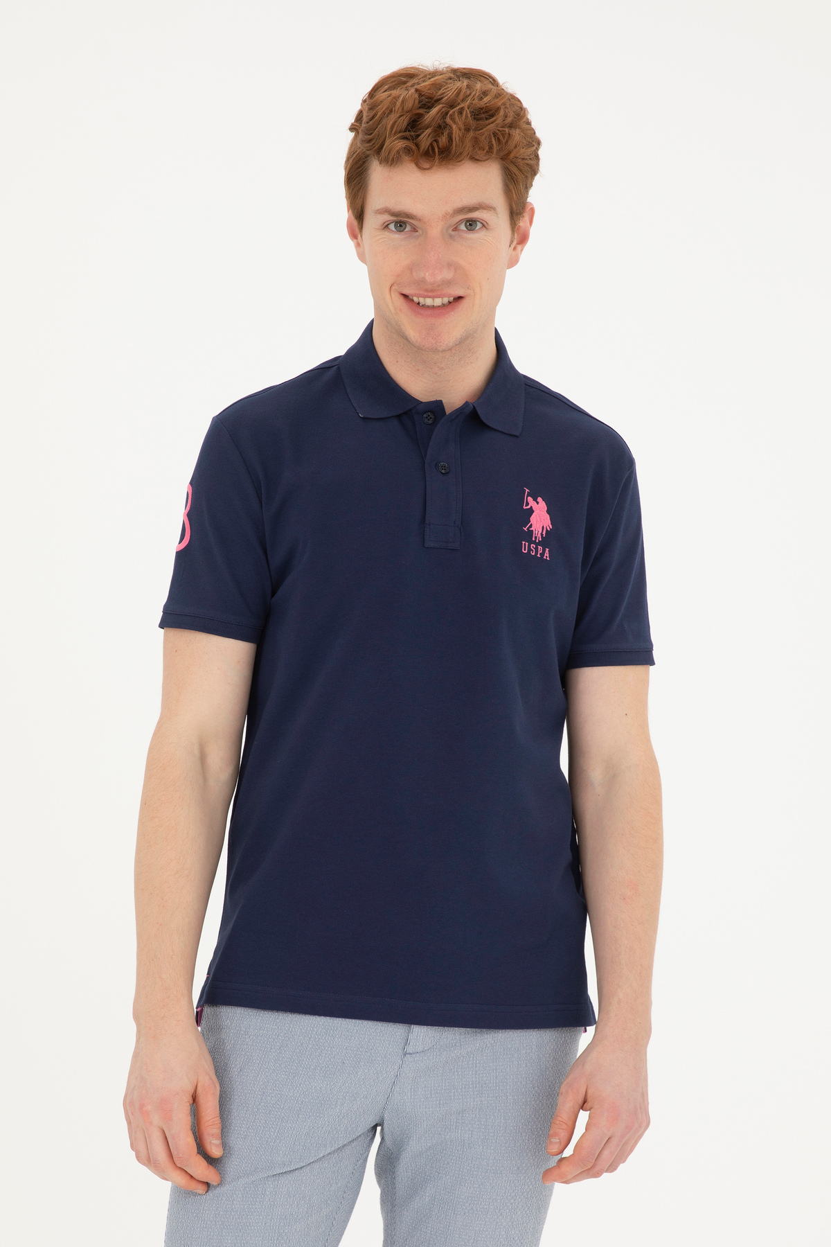 یو اس پولو تی شرت مردانه طرح سرمه ای کد ۵۰۲۶۳۰۰۴-VR033