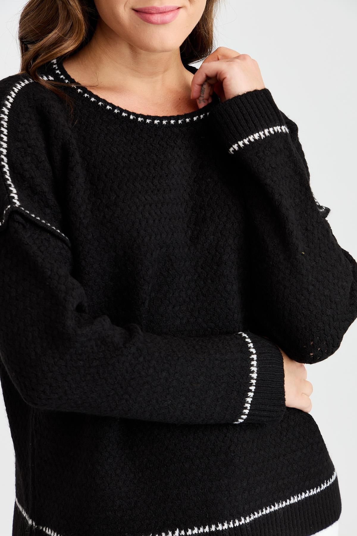 Two Mail-Crew Neck Blouse BLACK 4