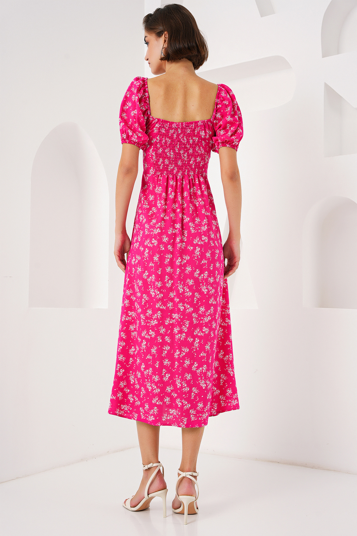 Bigdart-2387 Fuchsia-Kleid mit Schlitz und Details 5