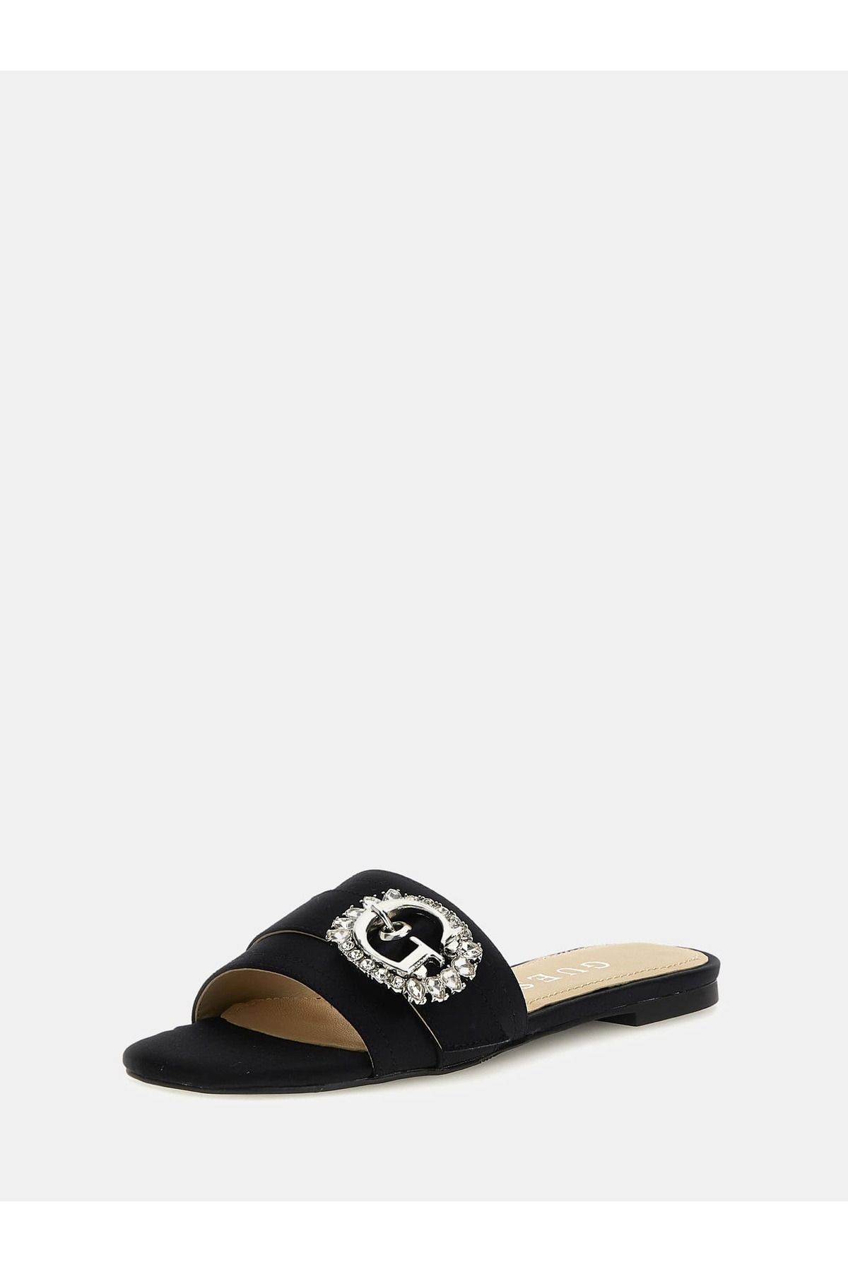 Guess-Women's Metal Logo Detailed Daily Comfortable Black Slippers FLJLLY SAT19-BLACK 1