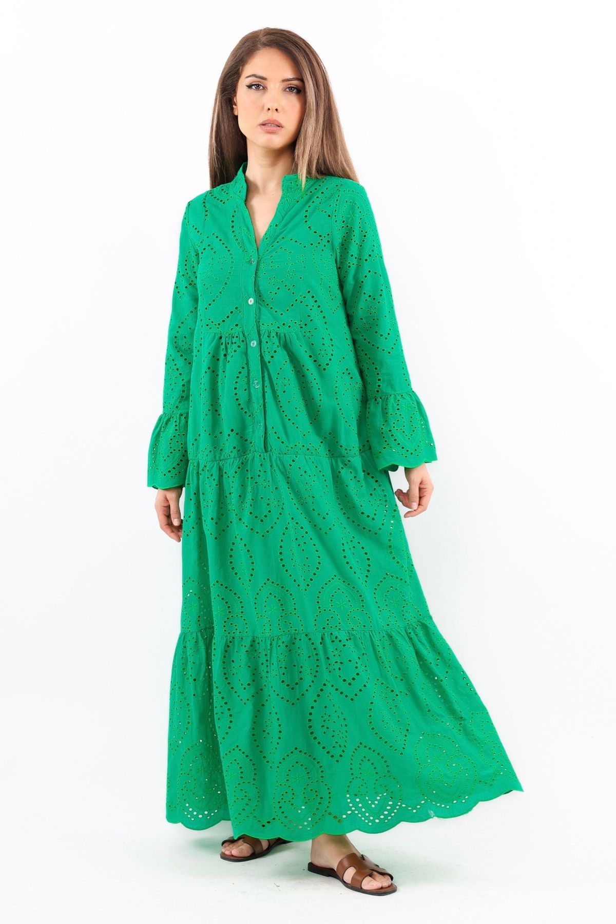 Ritnice-Green Long Dress - Prive Women's, Scallop Full Lined 1