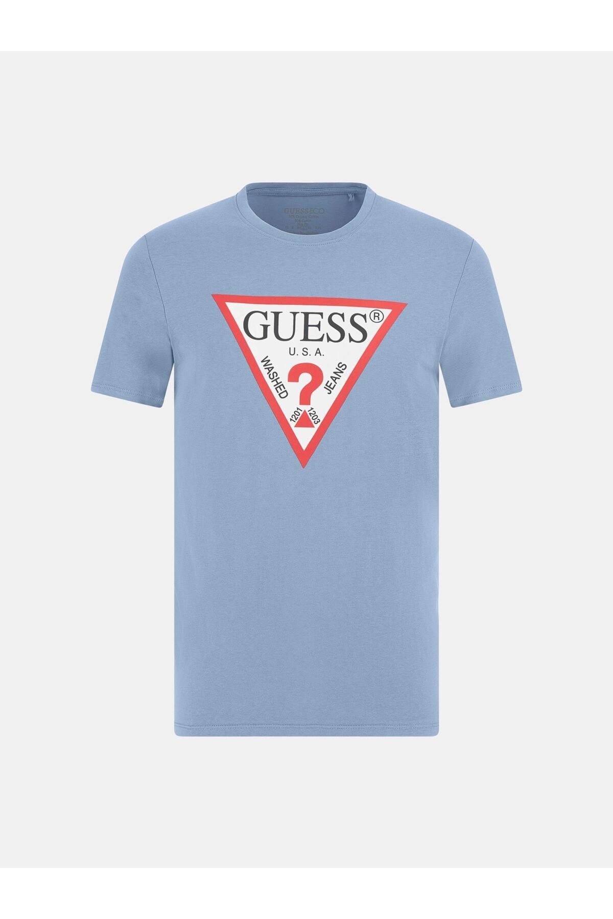 تی شرت آبی مردانه CN SS Logo Original 's Slim Fit Guess
