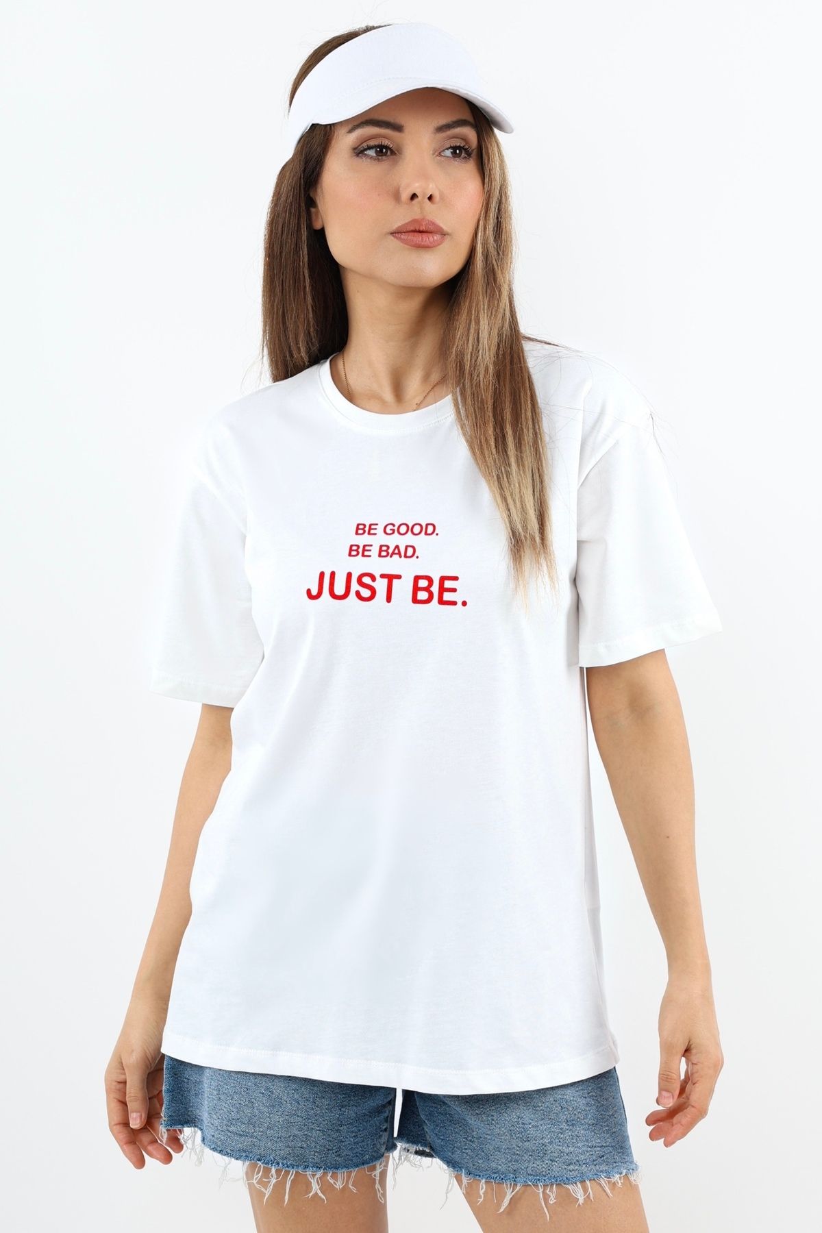 Ritnice-Just Be White Wide Cut 100% Cotton Women's T-Shirt 5