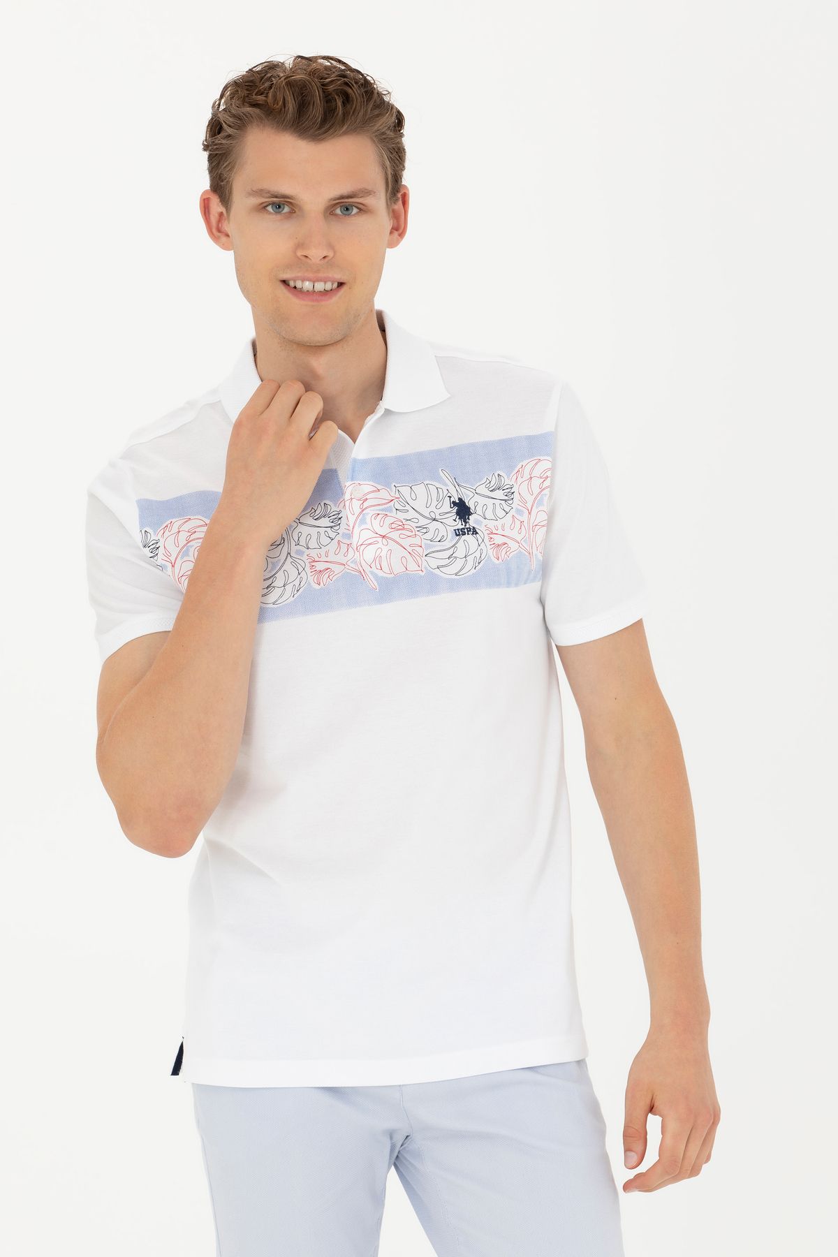 U.S. Polo Assn. Erkek Beyaz Polo Yaka Tişört 50263512-VR013
