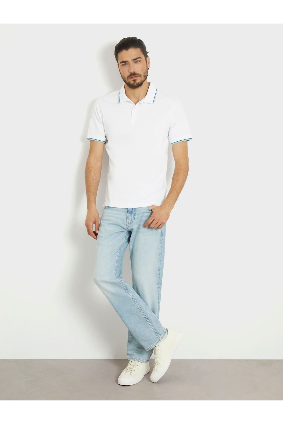 تی شرت سفید مردانه Male Lyle SS کلاسیک Polo Guess