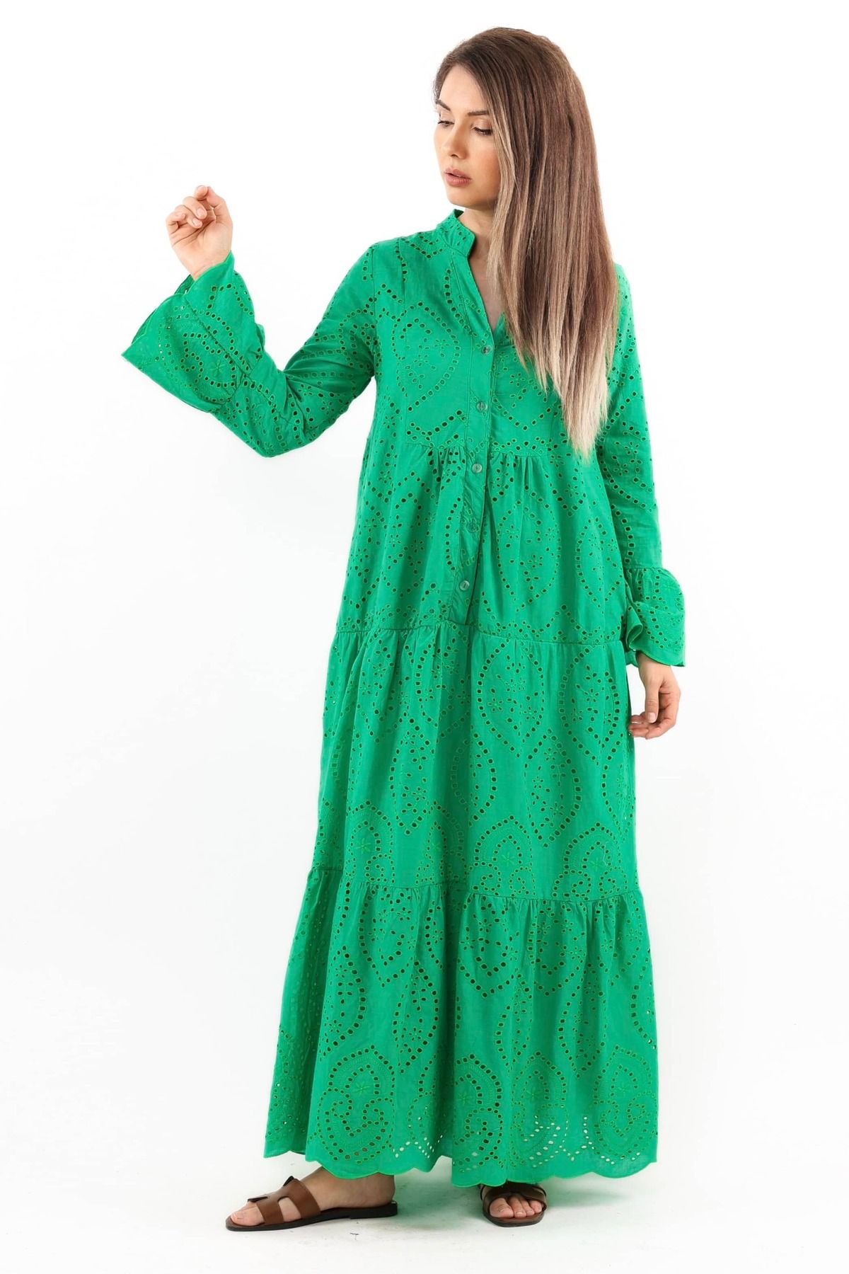 Ritnice-Green Long Dress - Prive Women's, Scallop Full Lined 6