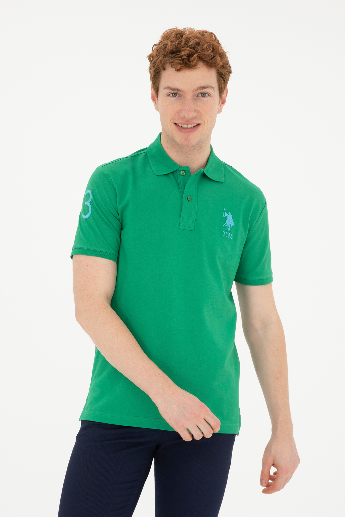 یو اس پولو تی‌شرت مردانه سبز ساده ۵۰۲۶۳۰۰۴-VR054