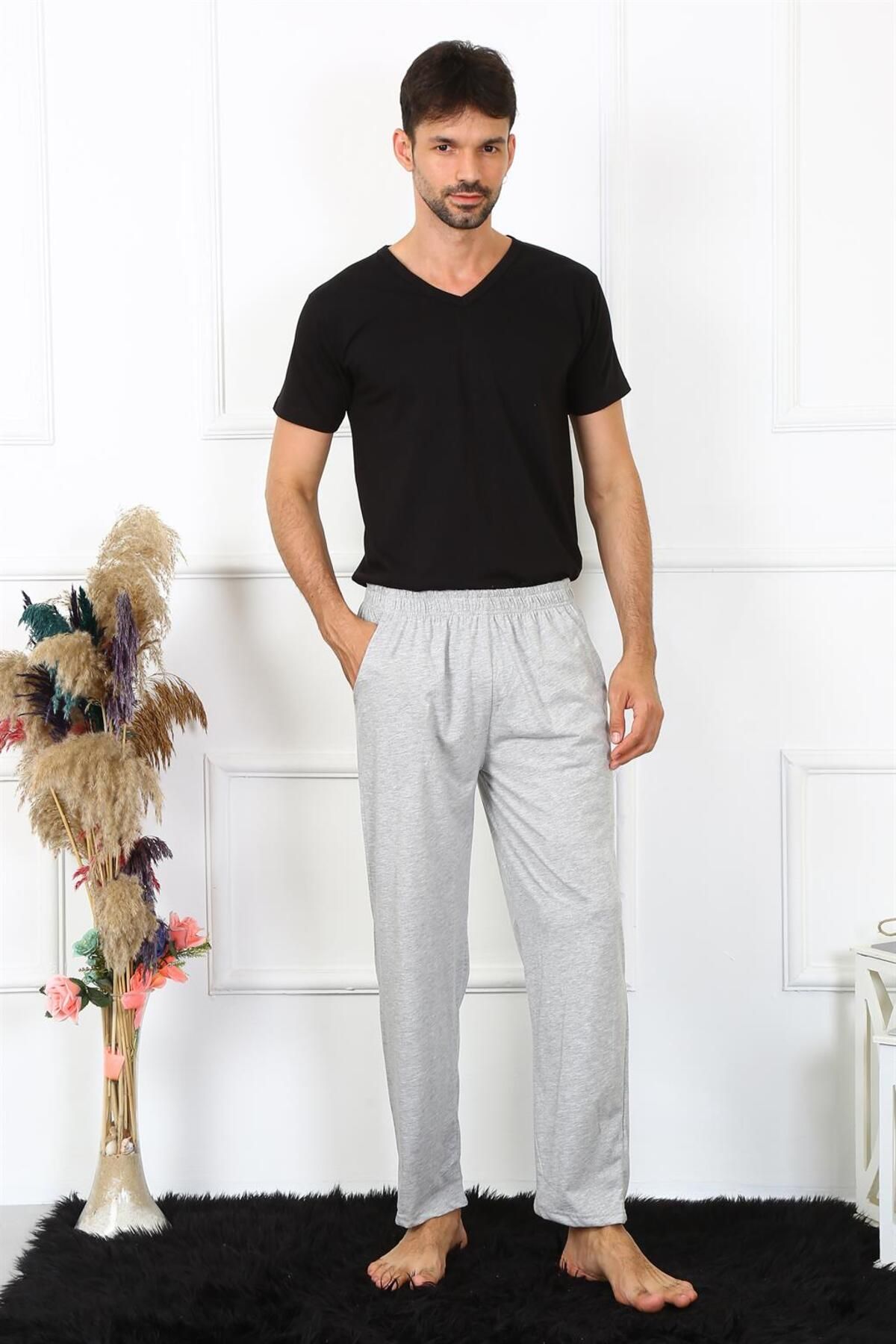 Akbeniz-Men's Cotton Gray Single Bottom Pajamas 27495 3