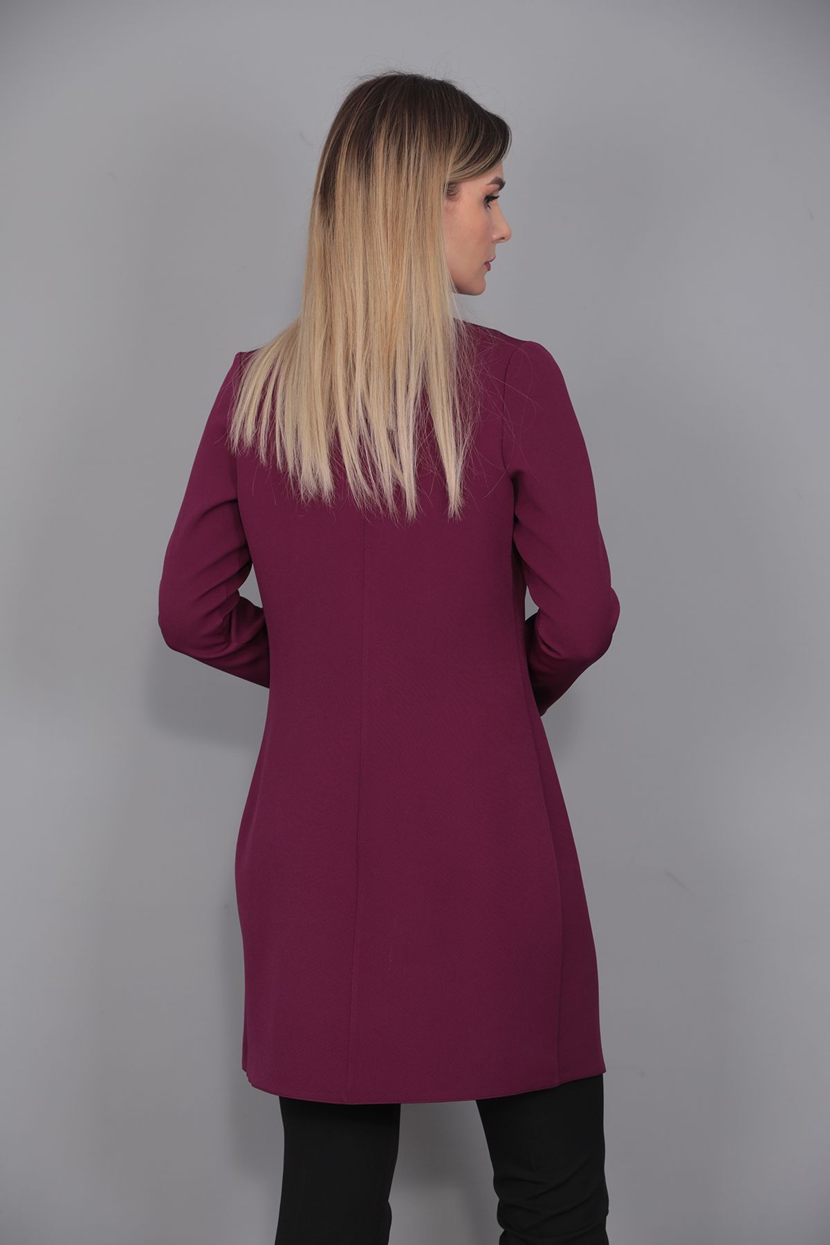 ÖNDER ÖZSOY-Plain Jacket-Plum 2