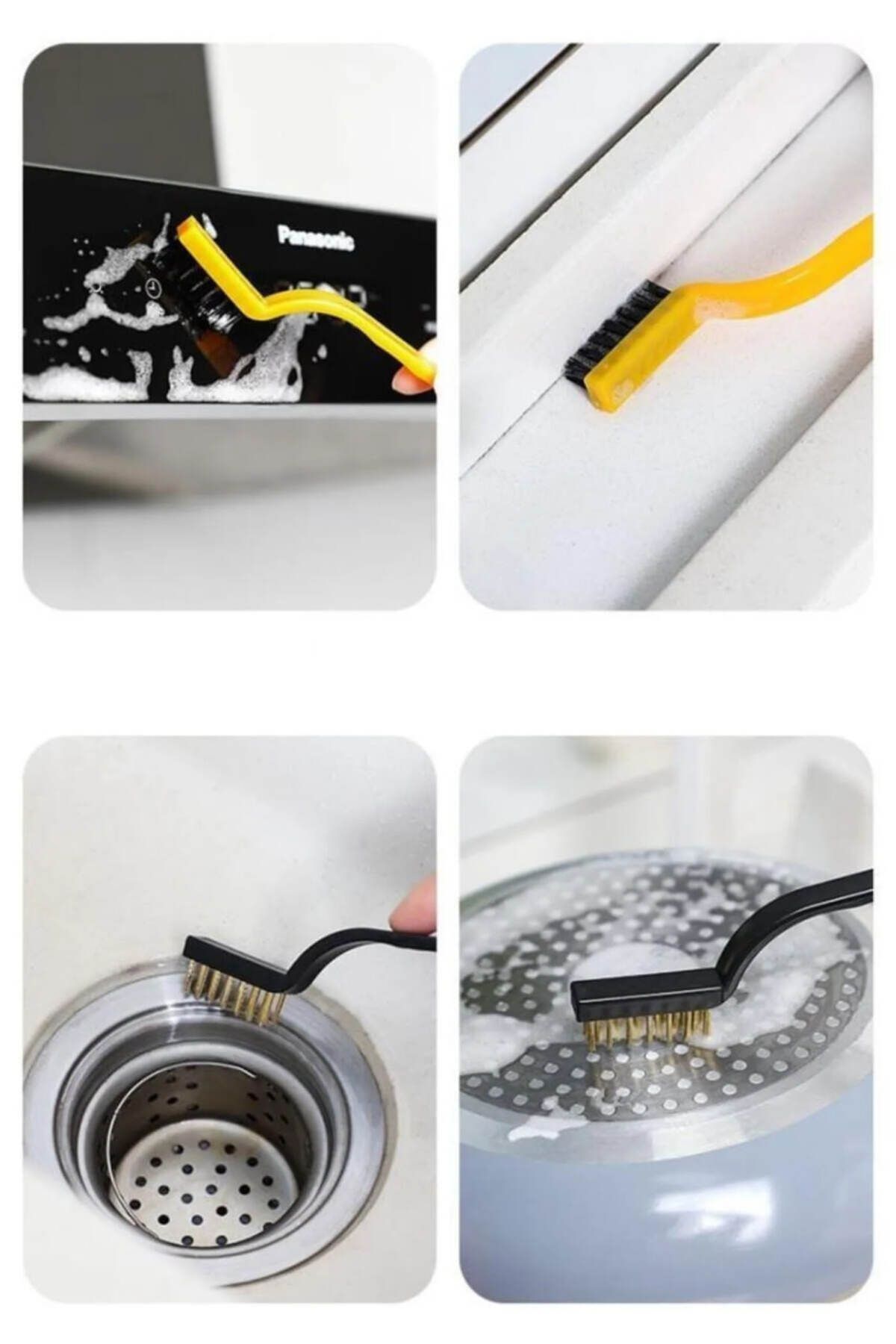 REAL-3 Pieces Cooker Oven Barbecue Grill Airfryer Cleaning Wire Rust Removal Brush 3 Pieces Oil Cleaning Brush 3