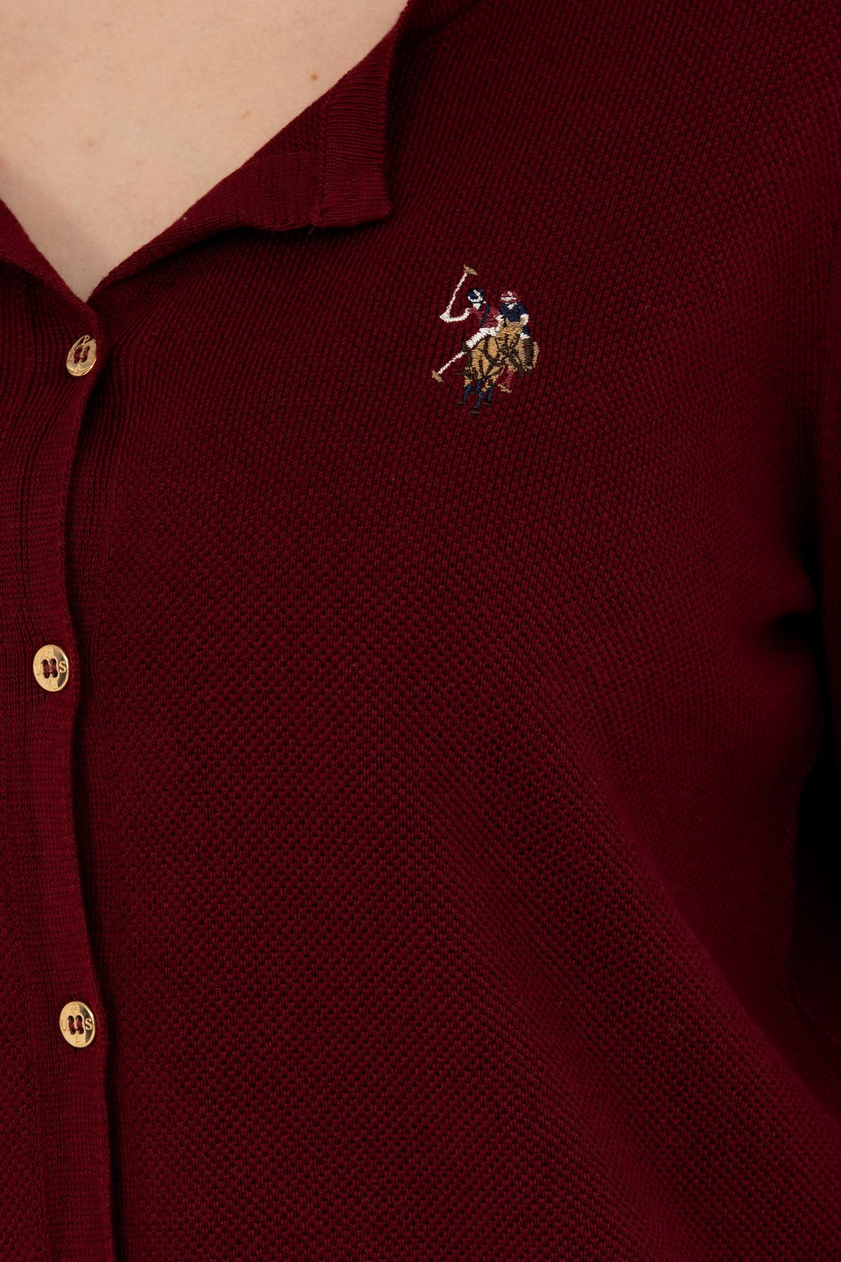 U.S. Polo Assn.-Tricotaj Roșu Claret Cardigan Damă - Model Basic 50269008 -VR014 7