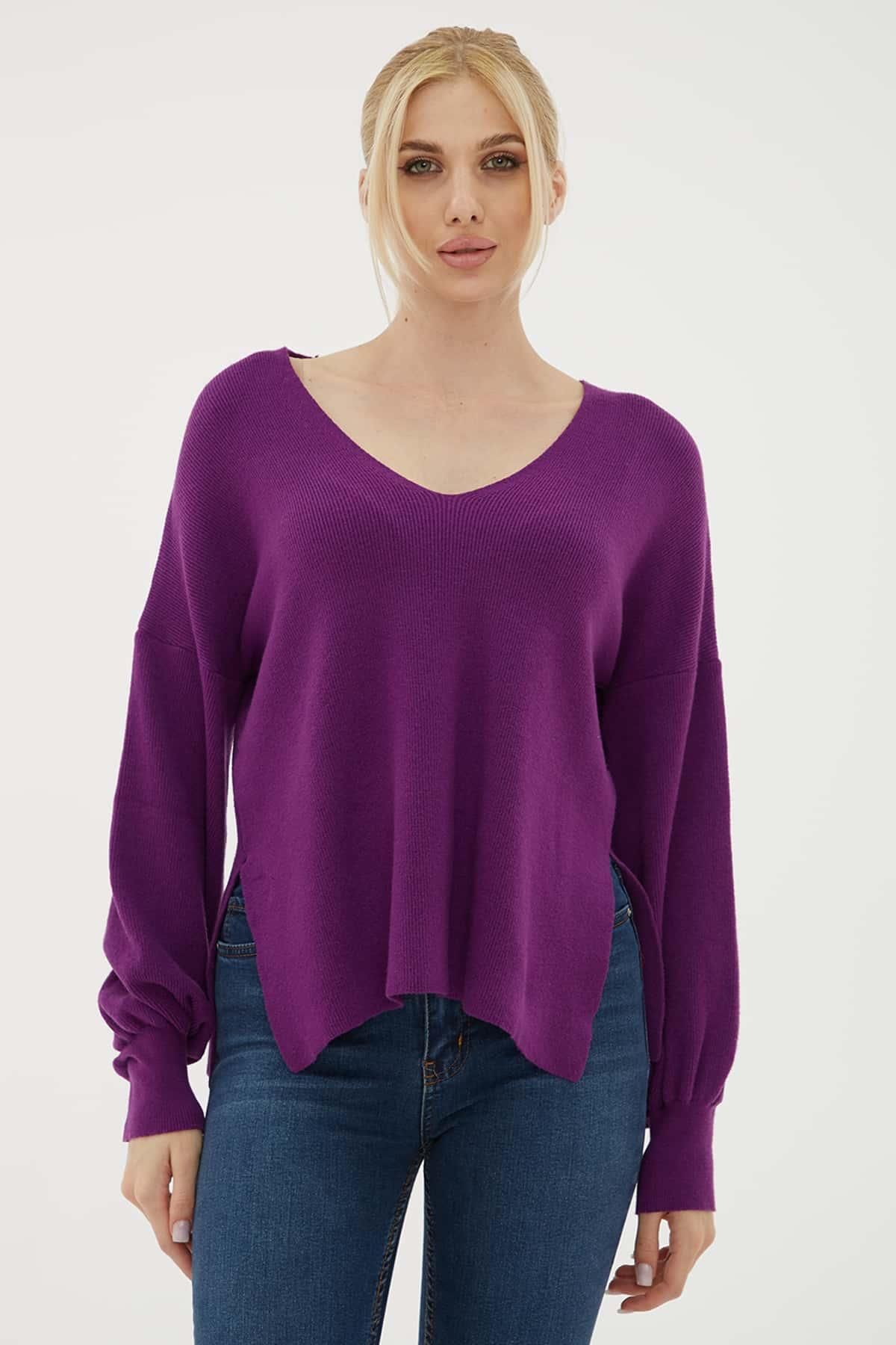 Fashion Friends-V-Neck Sweater Purple 1