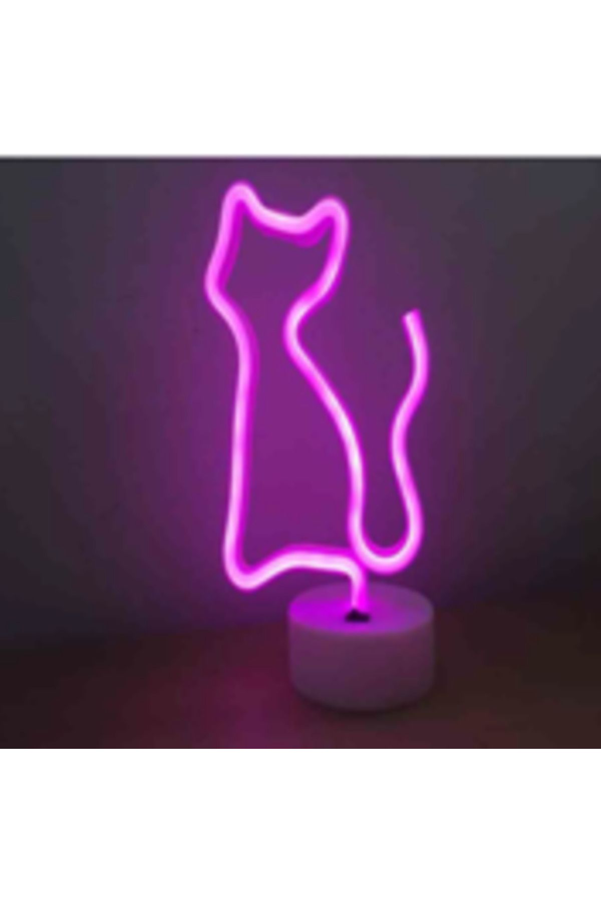 O-KRC Neon Işıklı Kedi Lamba USB+Pil Dekoratif Aydınlatma