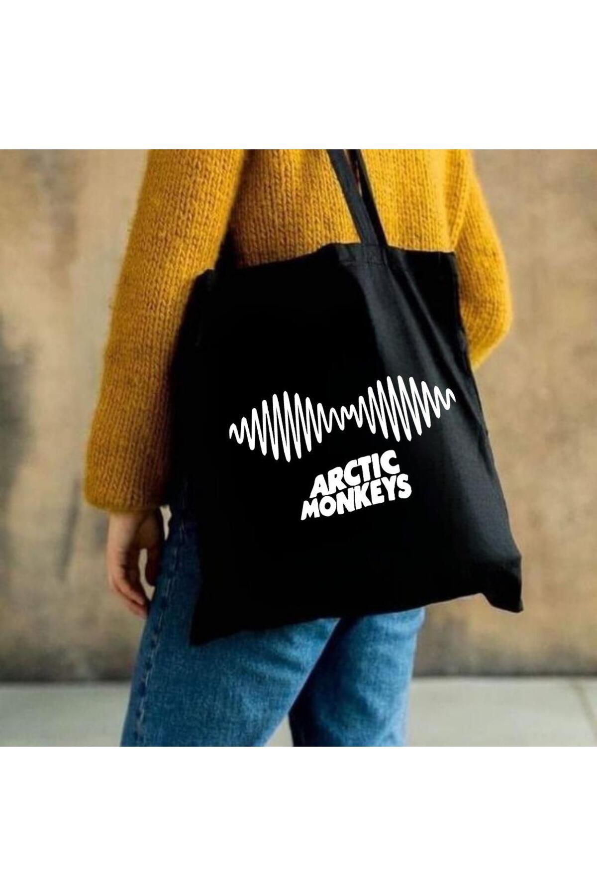 BAREM BUTİK Barem Butik  Artic Monkeys Siyah Bez Çanta