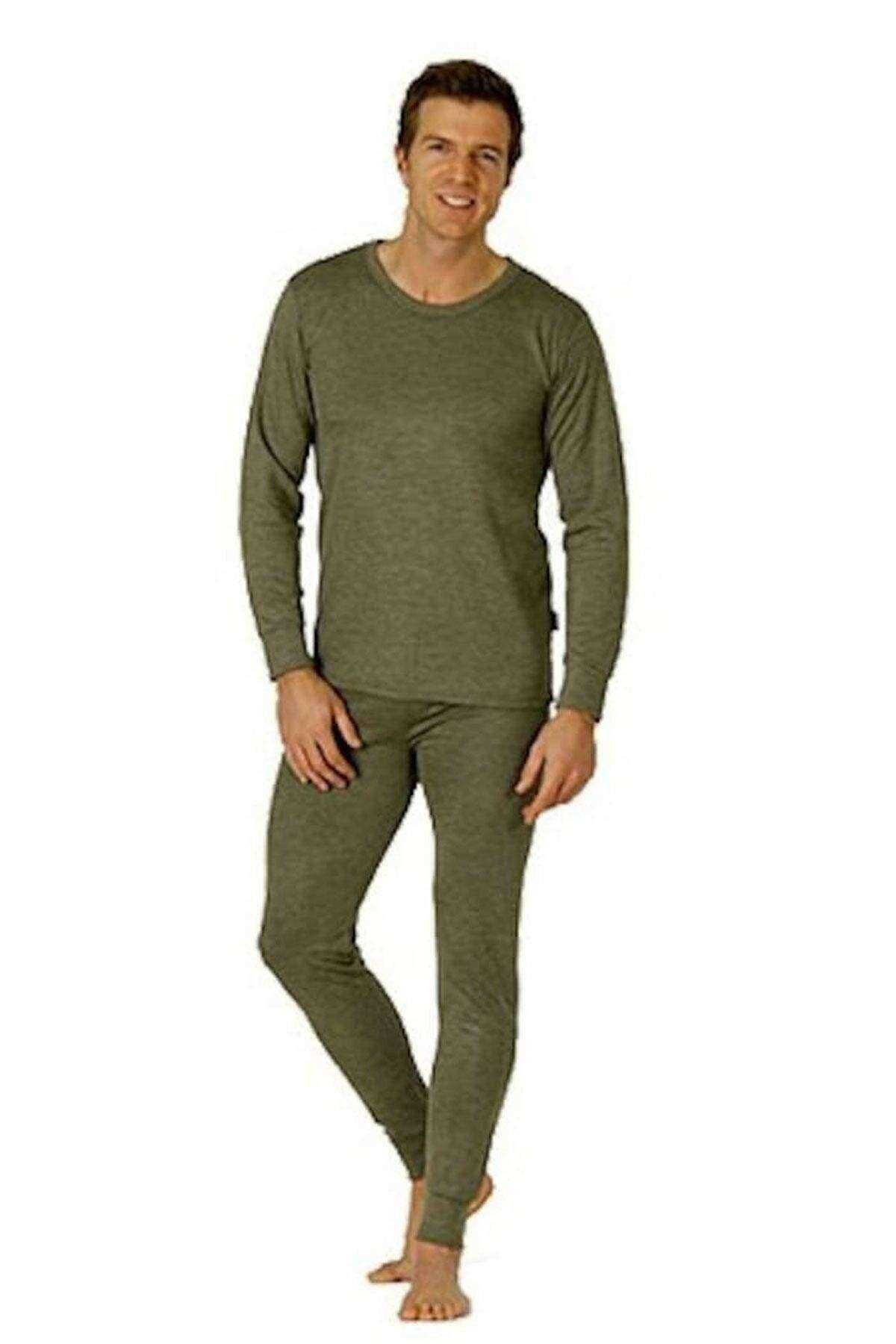 YILTER-Kota Men's Green Military Thermal Underwear Leggings Undershirt Set(with Beanie Gift) 2002 - Ylt8845-3032 1